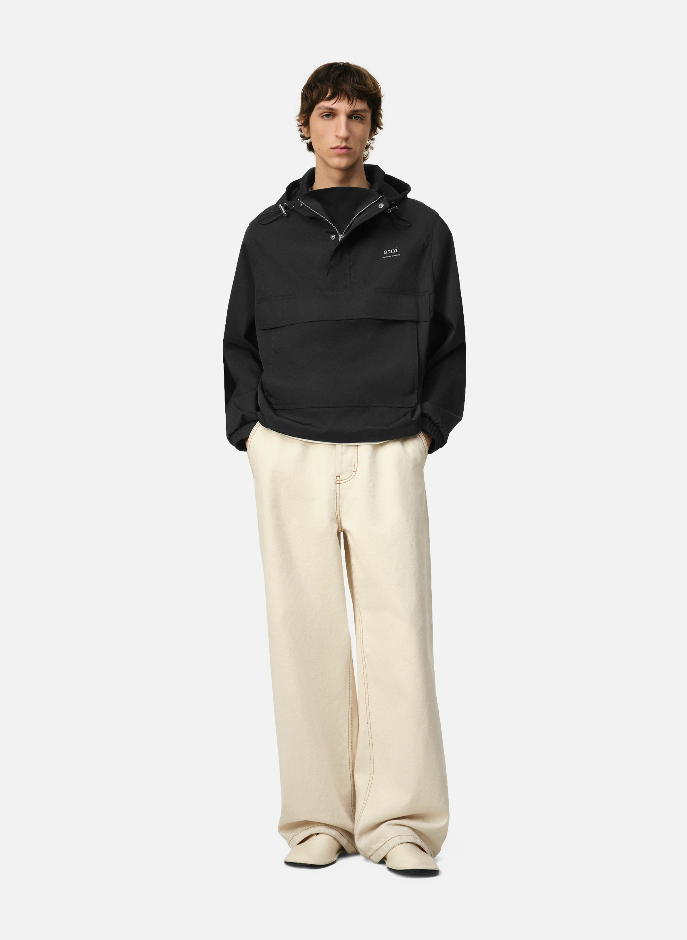 Coupe vent a capuche ami alexandre mattiussi unisexe AMI PARIS Noir