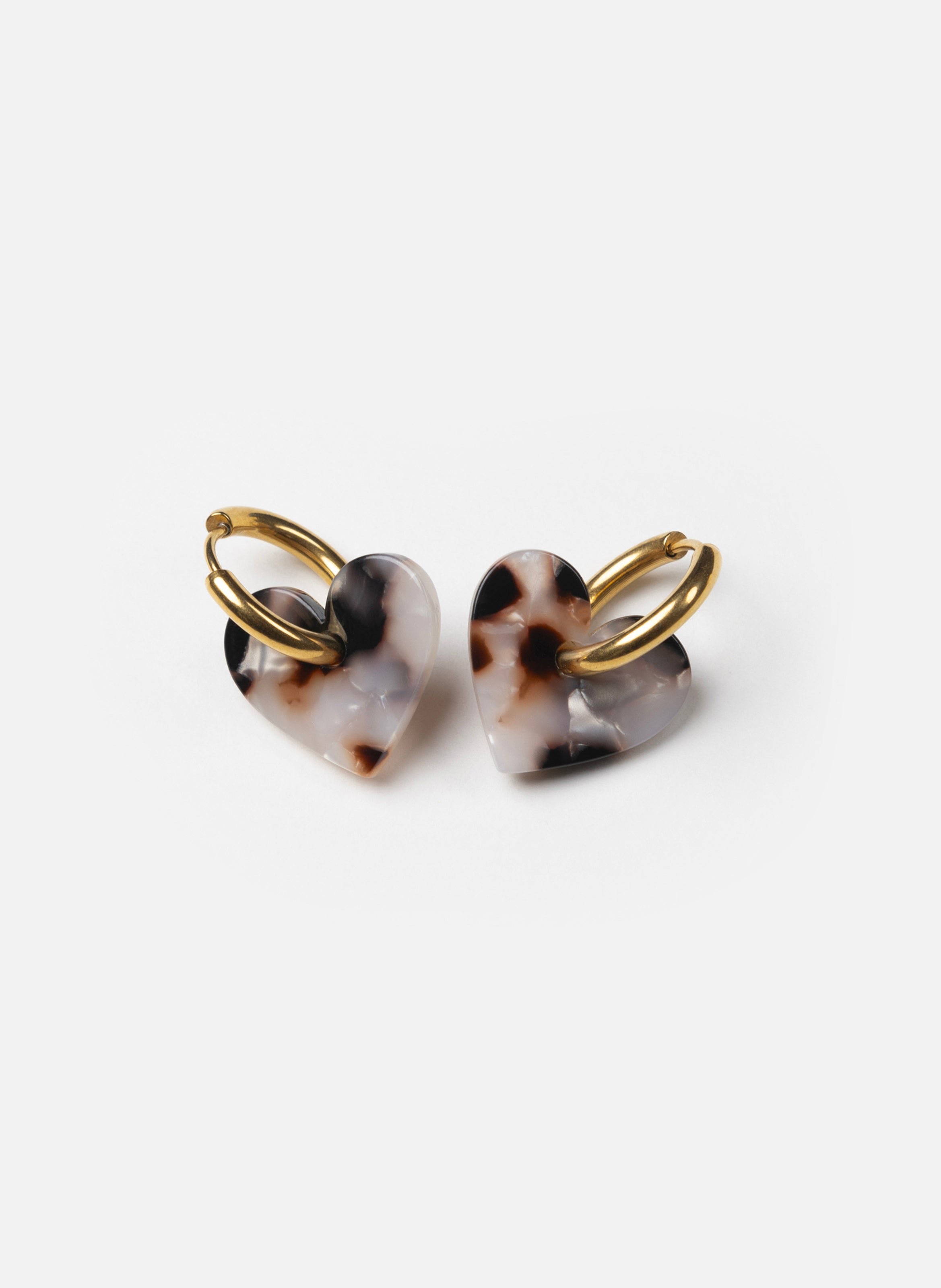 Boucles d'oreilles lova lova avec anneaux en acier inoxydable doré KURAGE GINZA Marron