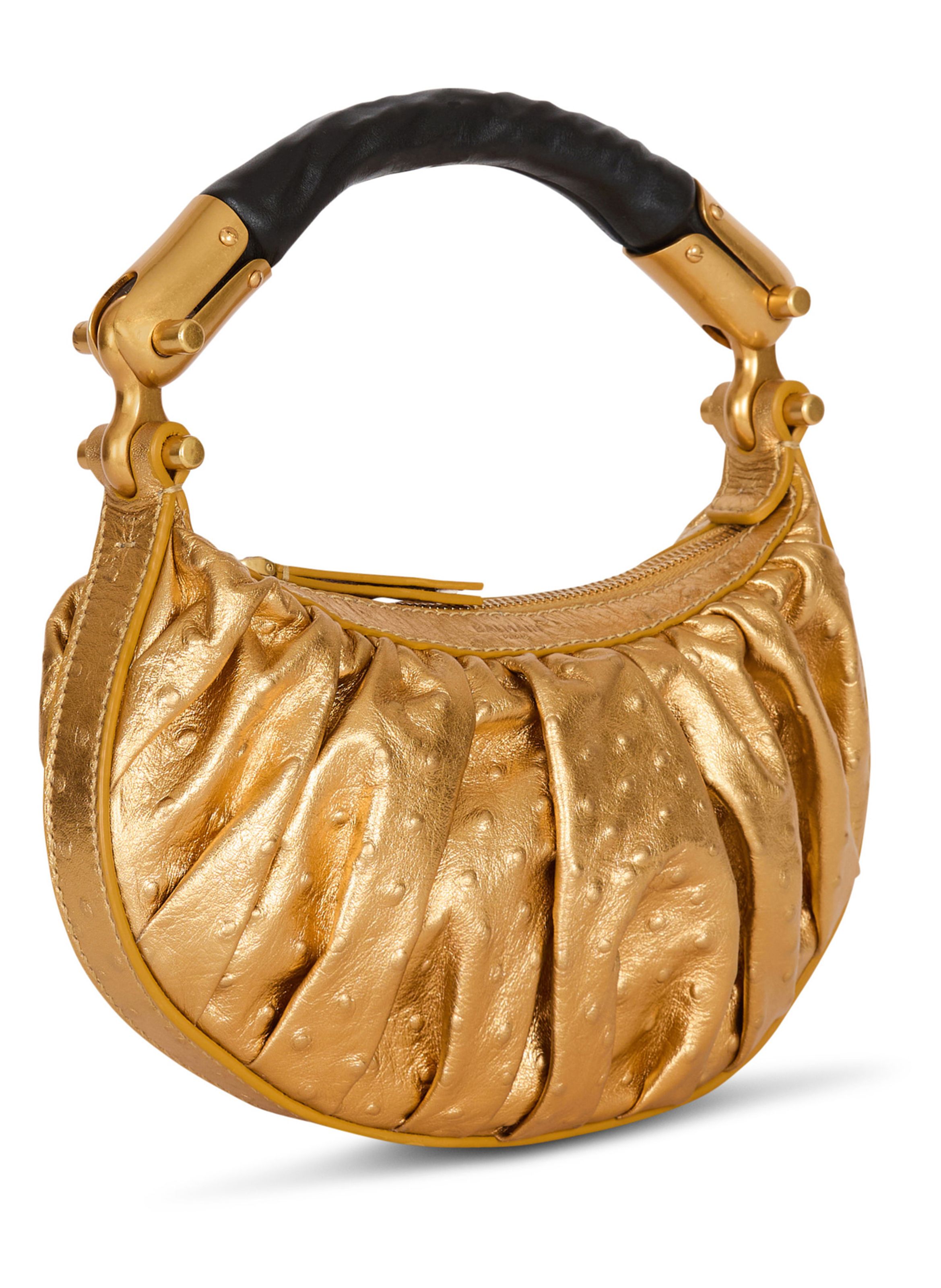 Sac ebene mini en cuir lamé BALMAIN Doré