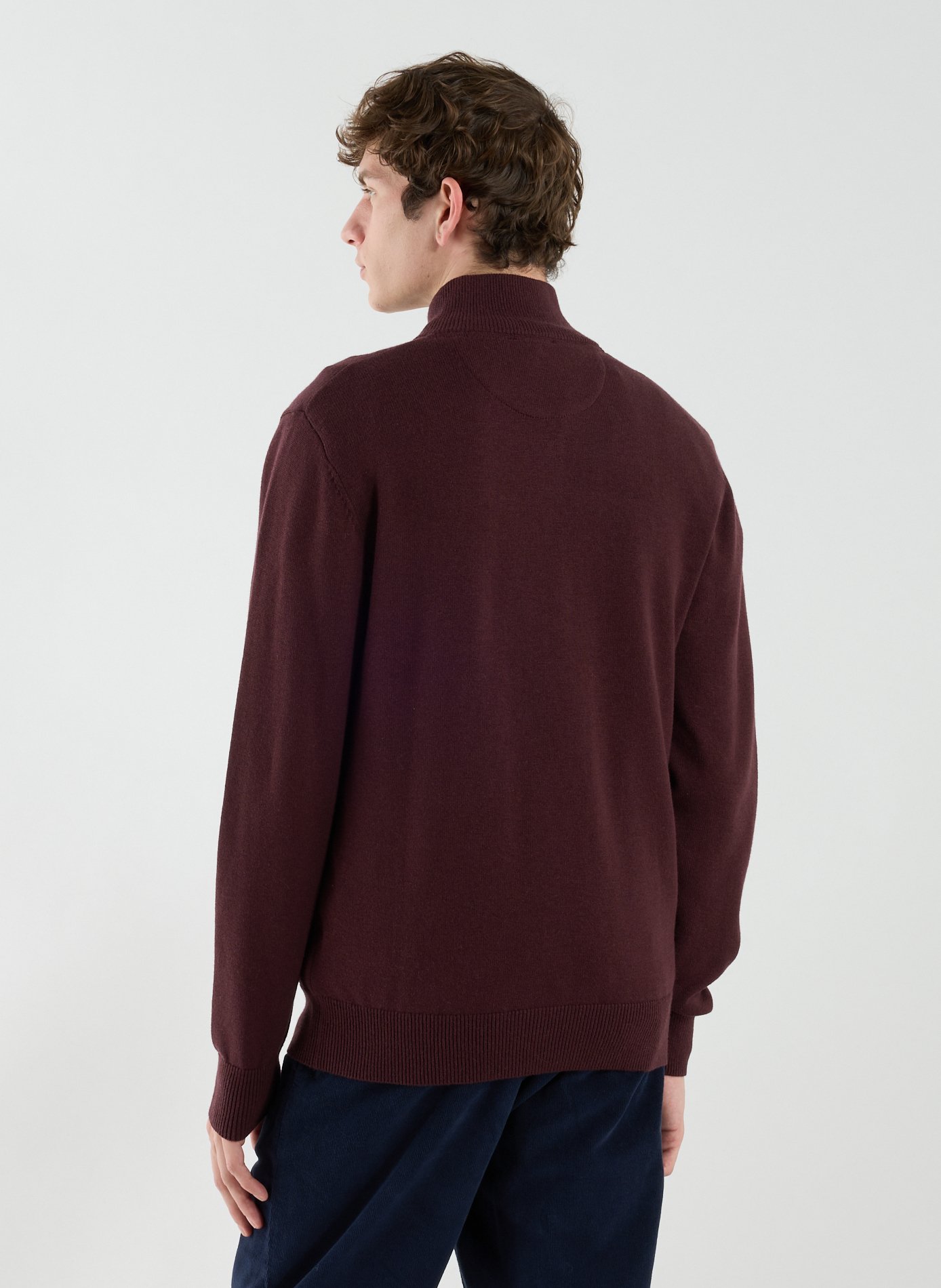 Wool and cotton zip-up sweater EDEN PARK Red