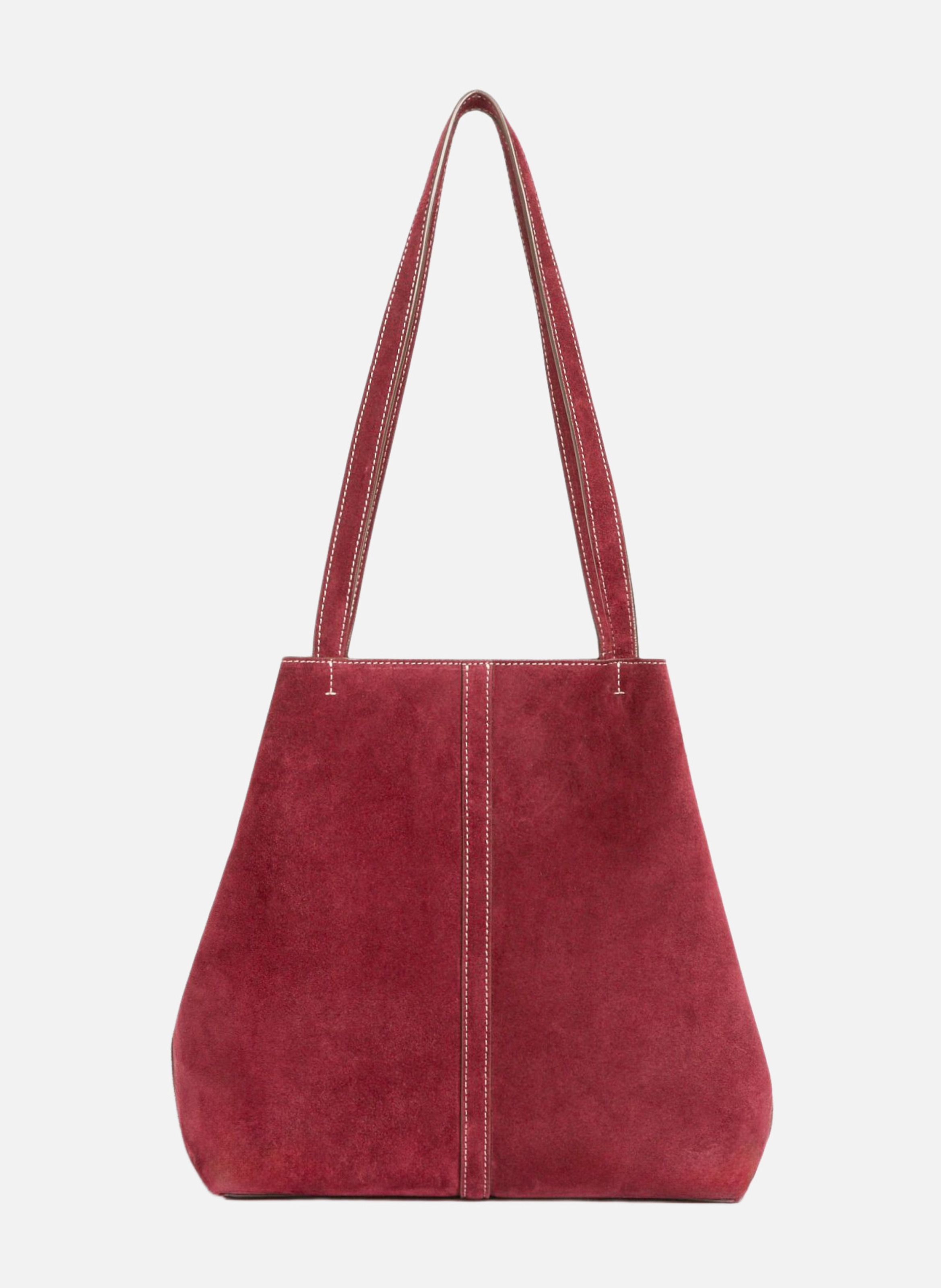 Petit cabas daily en cuir velours VANESSA BRUNO Rouge