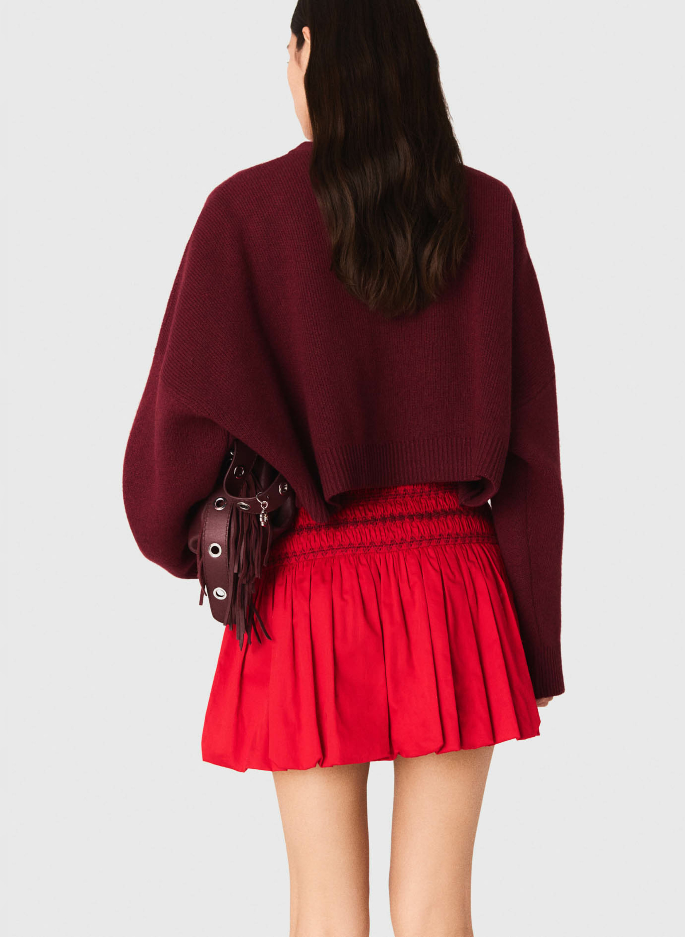 Jupe courte évasée élastiquée MAJE Rouge
