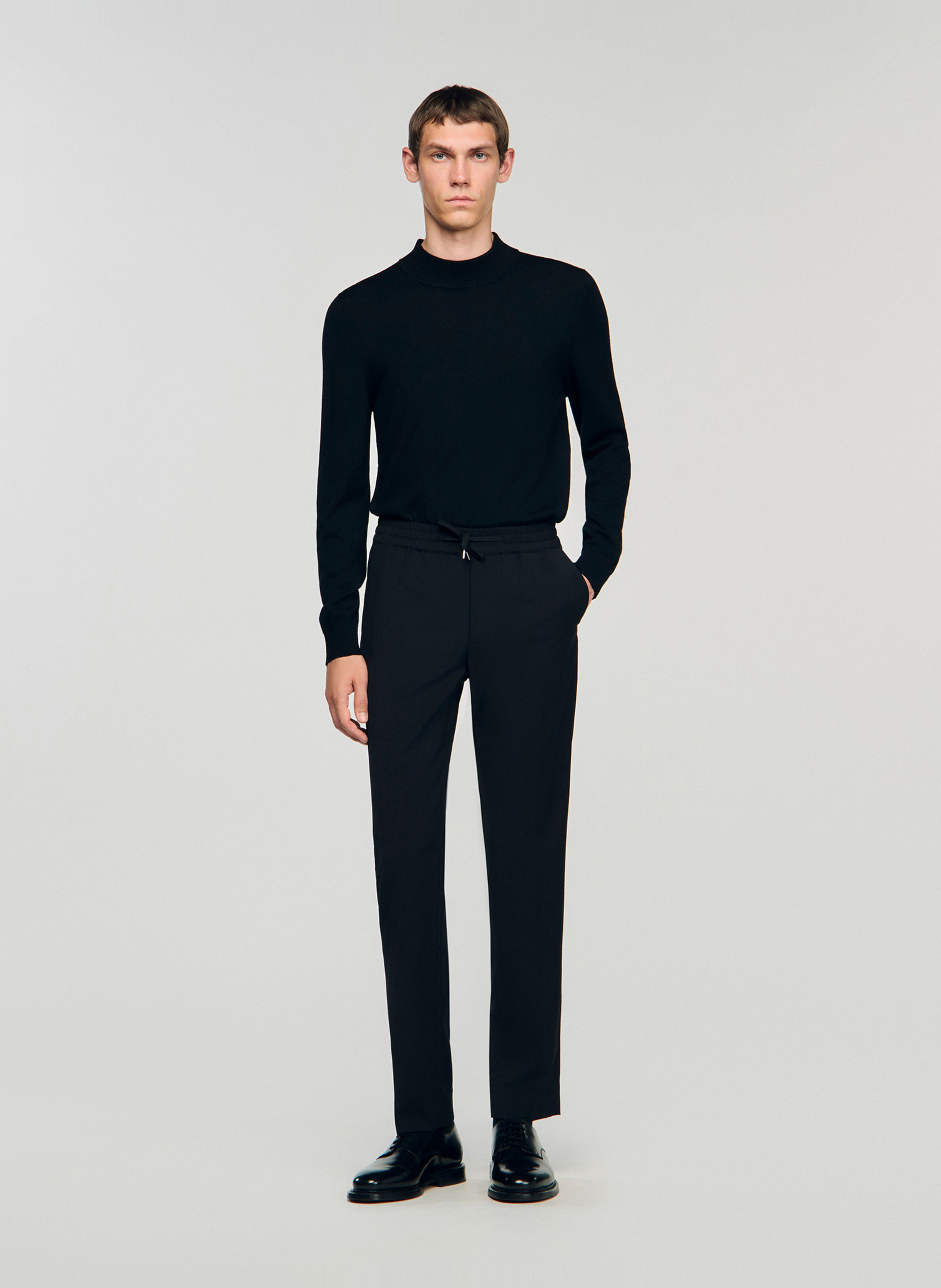 Pantalon droit élastiqué SANDRO Noir