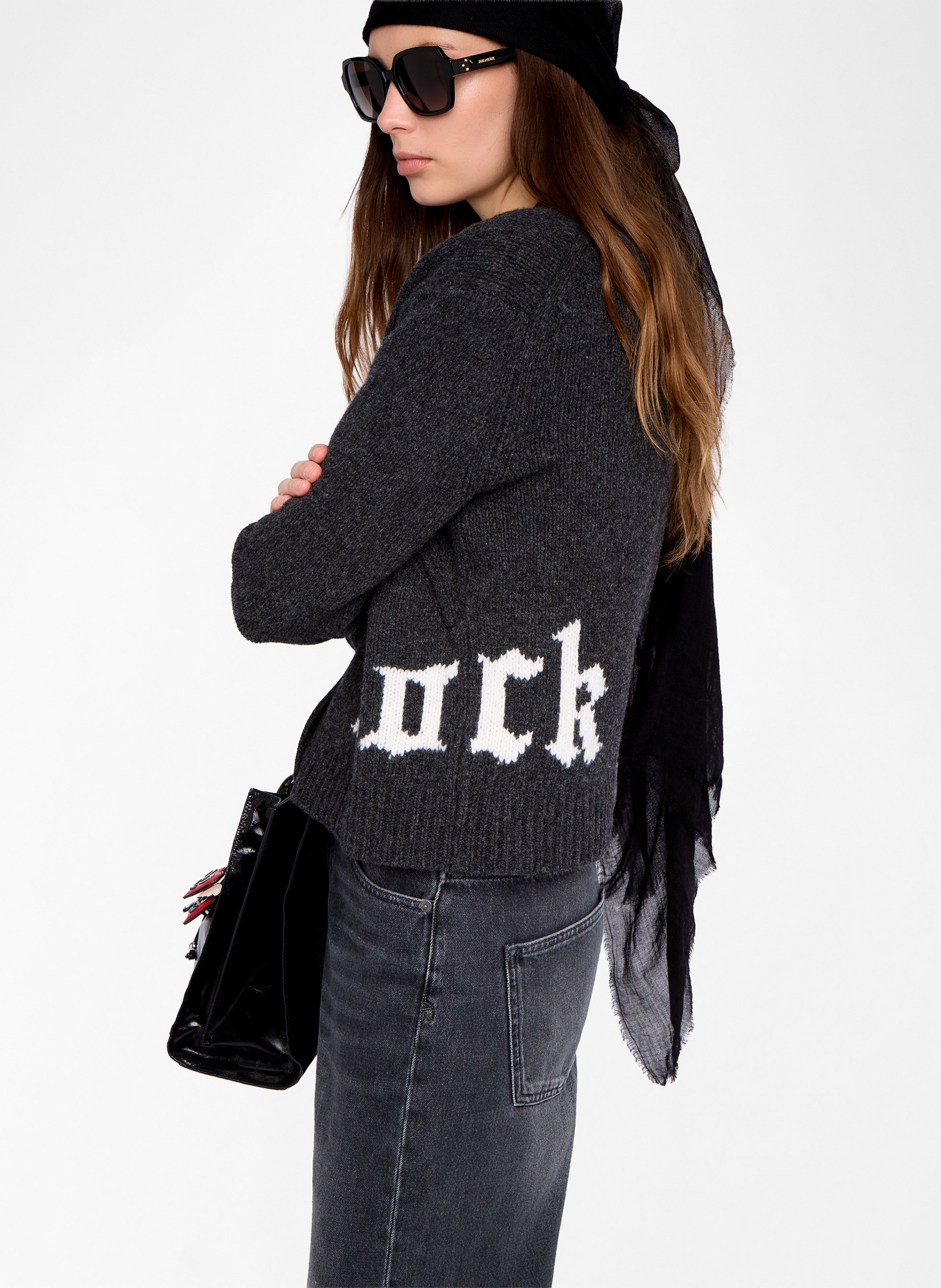 Cardigan col v boutonné en laine masy ZADIG&VOLTAIRE Gris