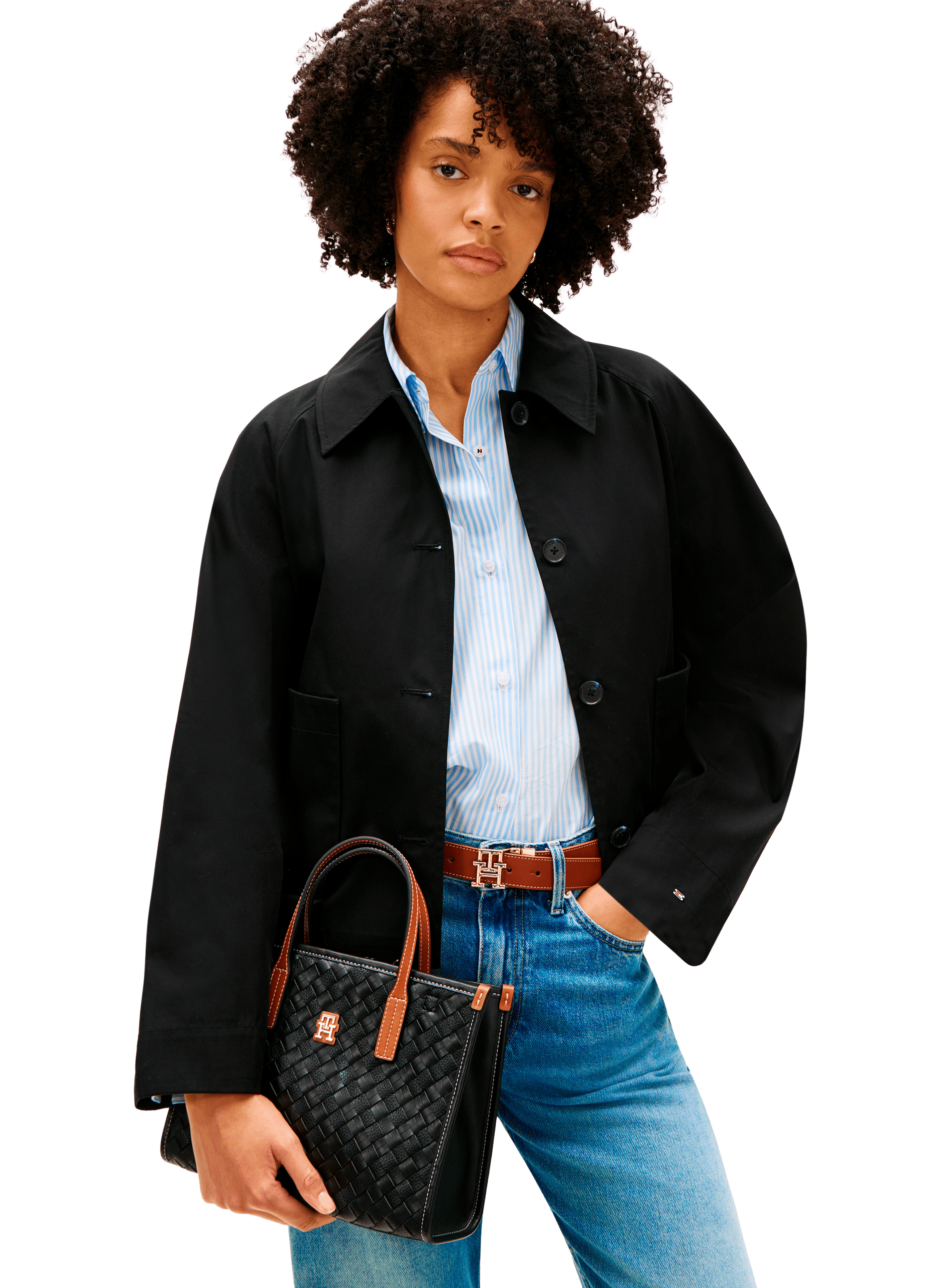 Mini tote bag tressé TOMMY HILFIGER Noir