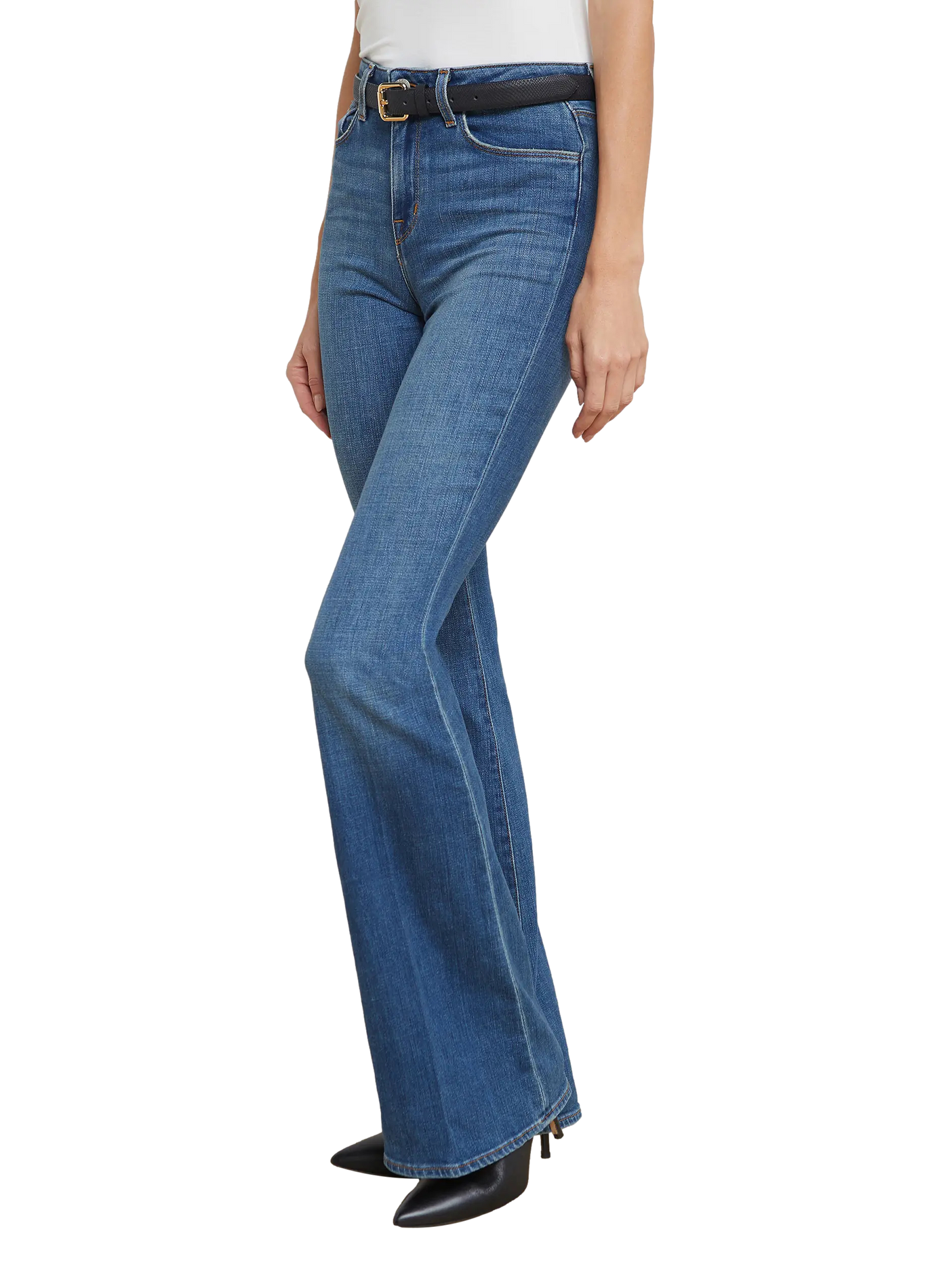 Jean flare en coton mélangé L'AGENCE Bleu