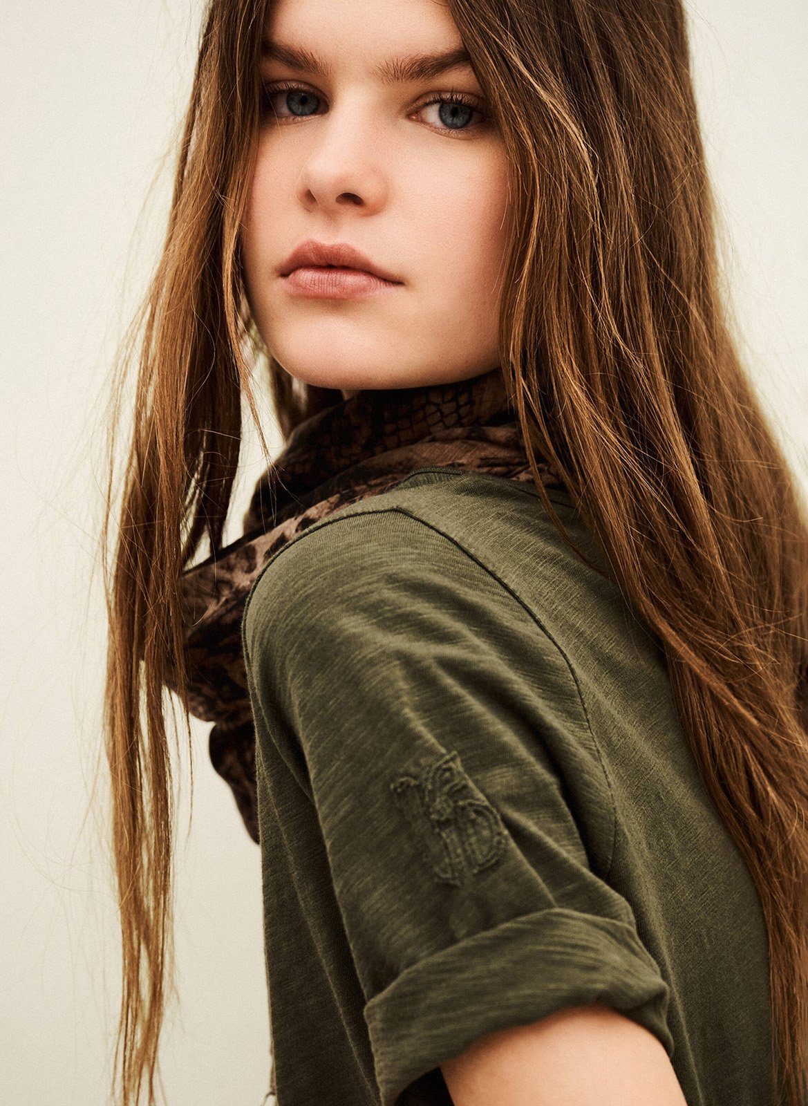 Tee-shirt ample col rond en coton vina BA&SH Kaki