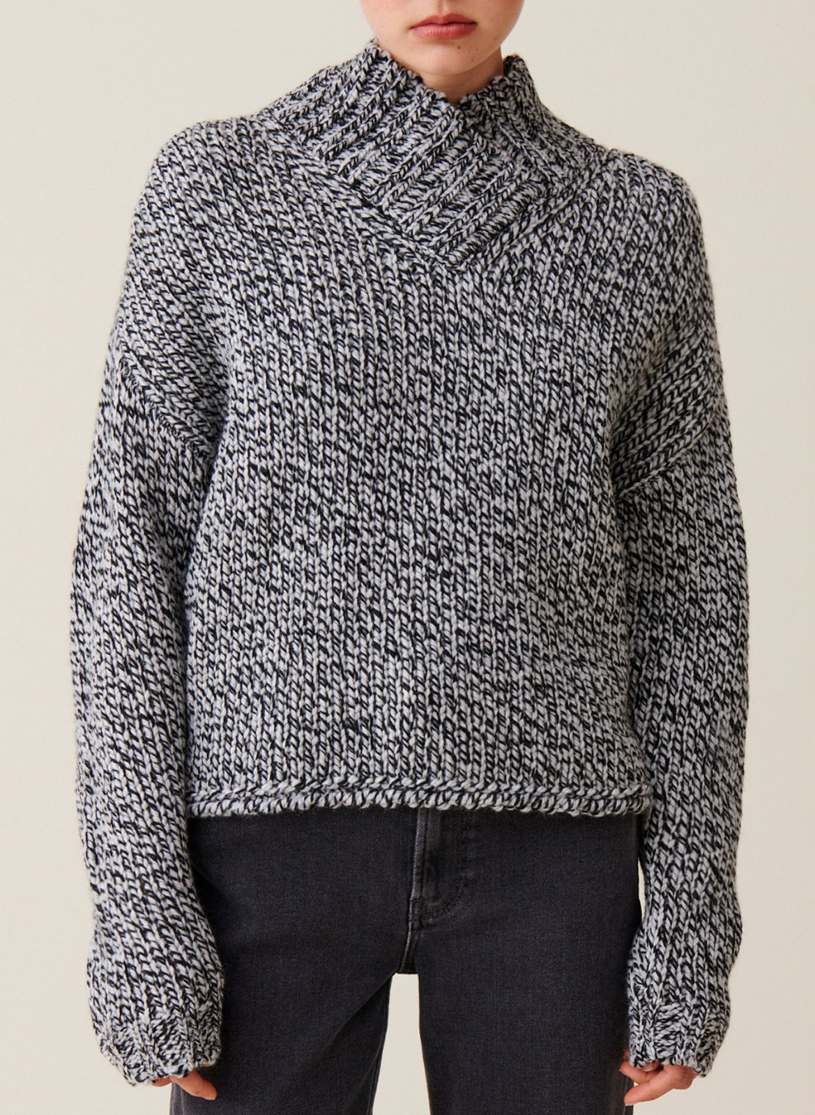 Pull grosse maille en laine mélangée CLAUDIE PIERLOT Gris