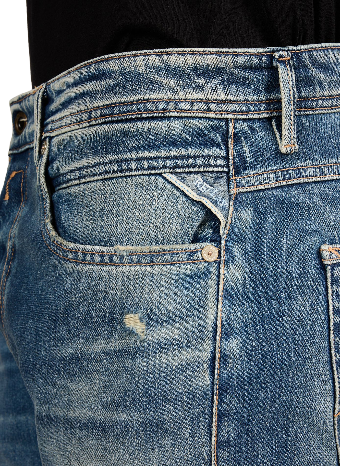 Jean slim délavé Willbi en coton REPLAY Bleu