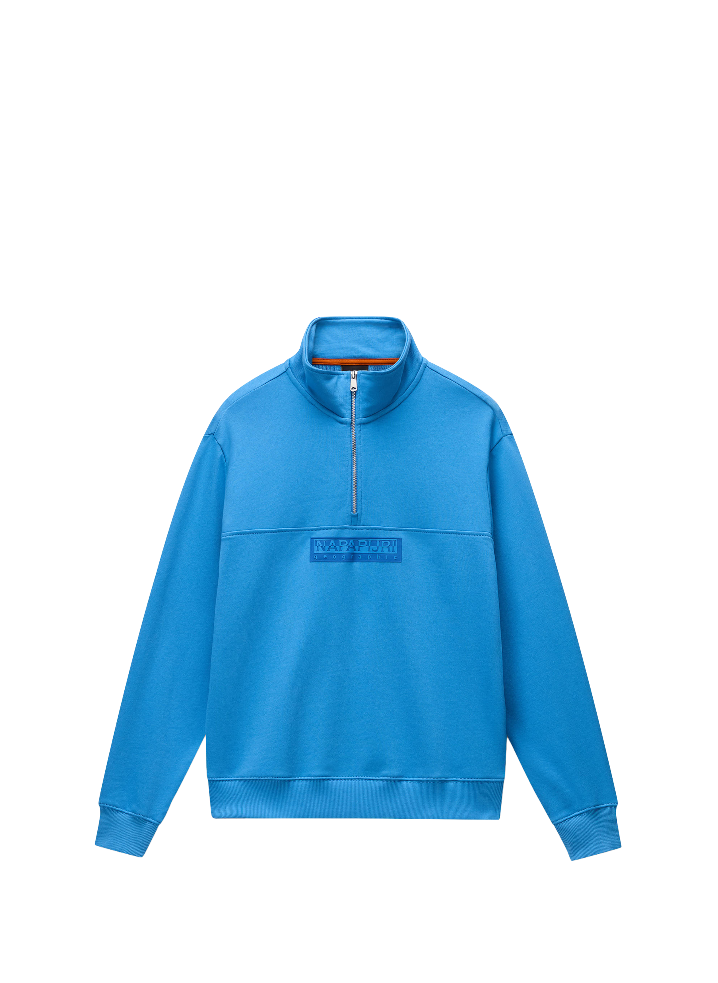 Sweatshirt French Terry zippé à logo en coton NAPAPIJRI Bleu