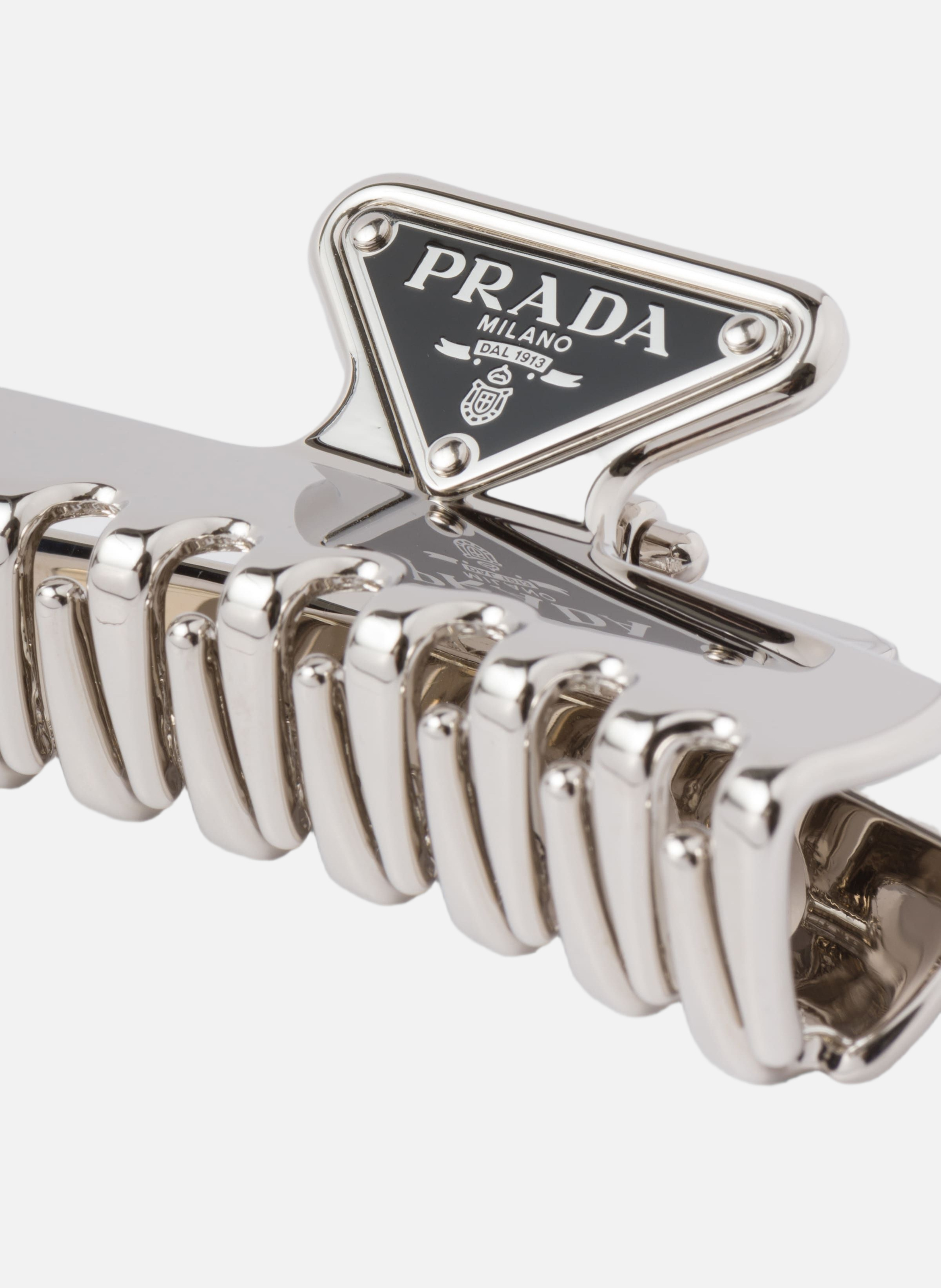 Pince à cheveux en métal PRADA Argent