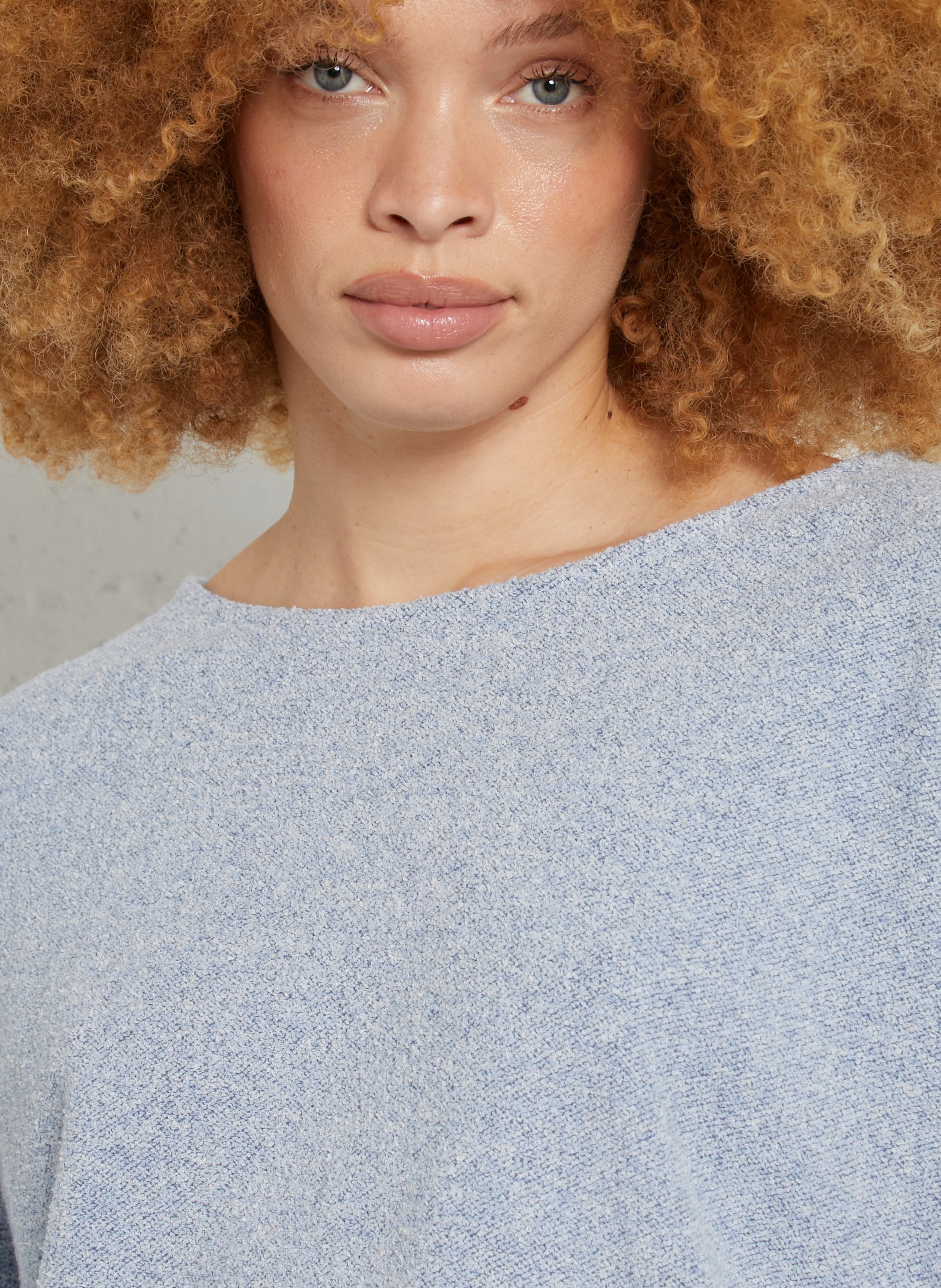 Sweat col bateau droit uni cluway AMERICAN VINTAGE Bleu