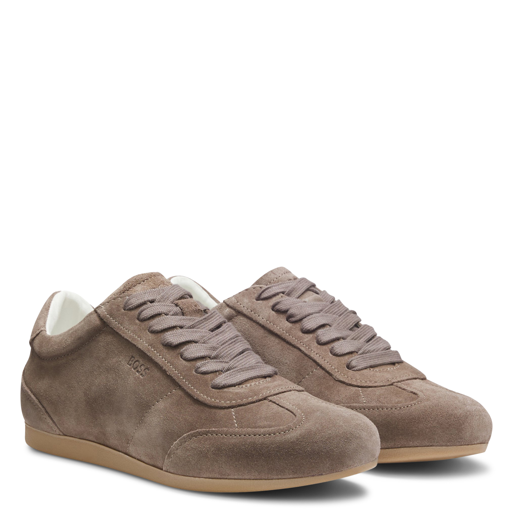 Baskets basses en cuir suède BOSS Marron