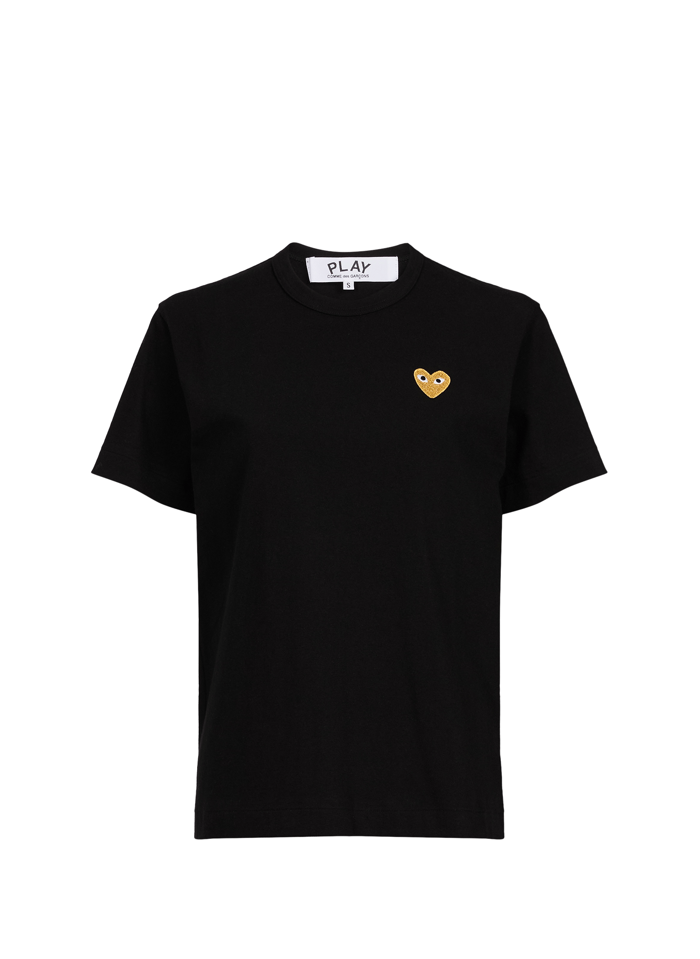T-shirt met rechte pasvorm en hartpatch van katoen COMME DES GARCONS PLAY Zwart