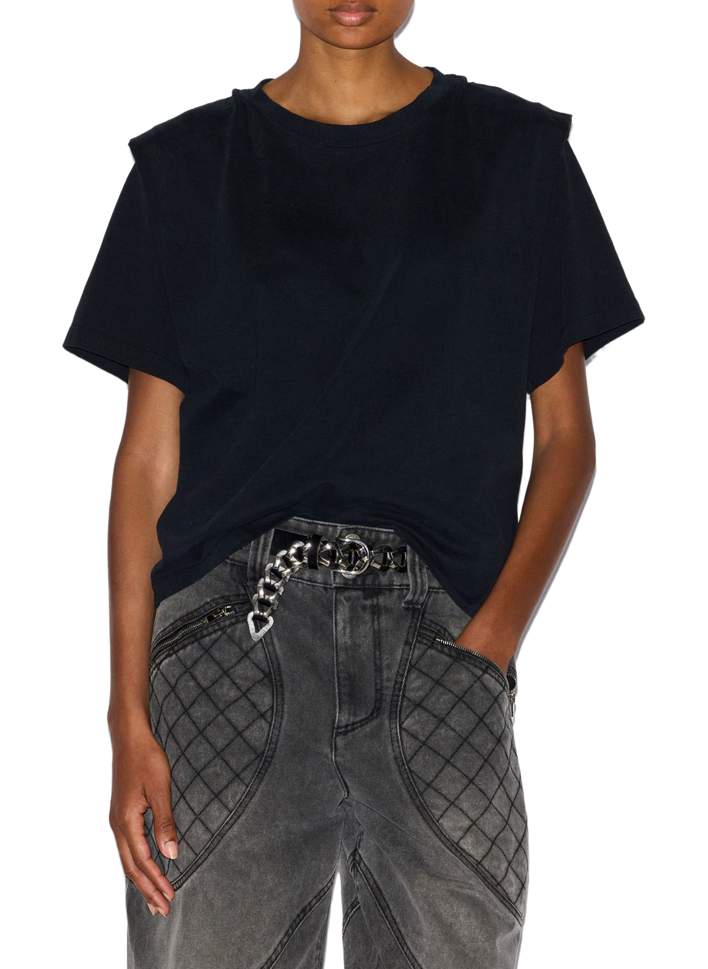 Zelitos T-shirt with plain cotton shoulder pads ISABEL MARANT Black