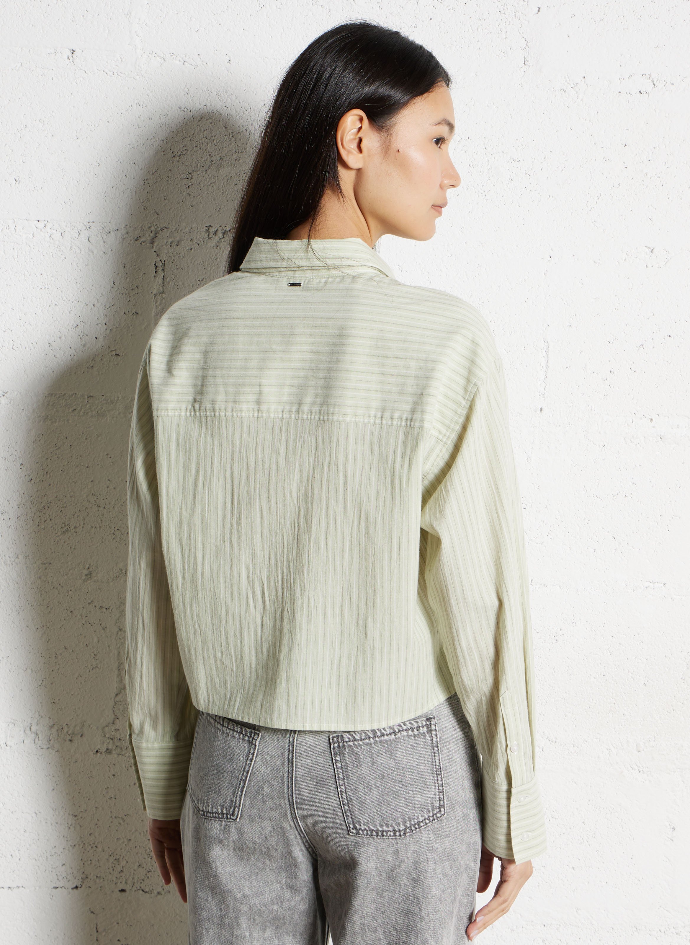 Chemise oversize col classique en coton IKKS Vert
