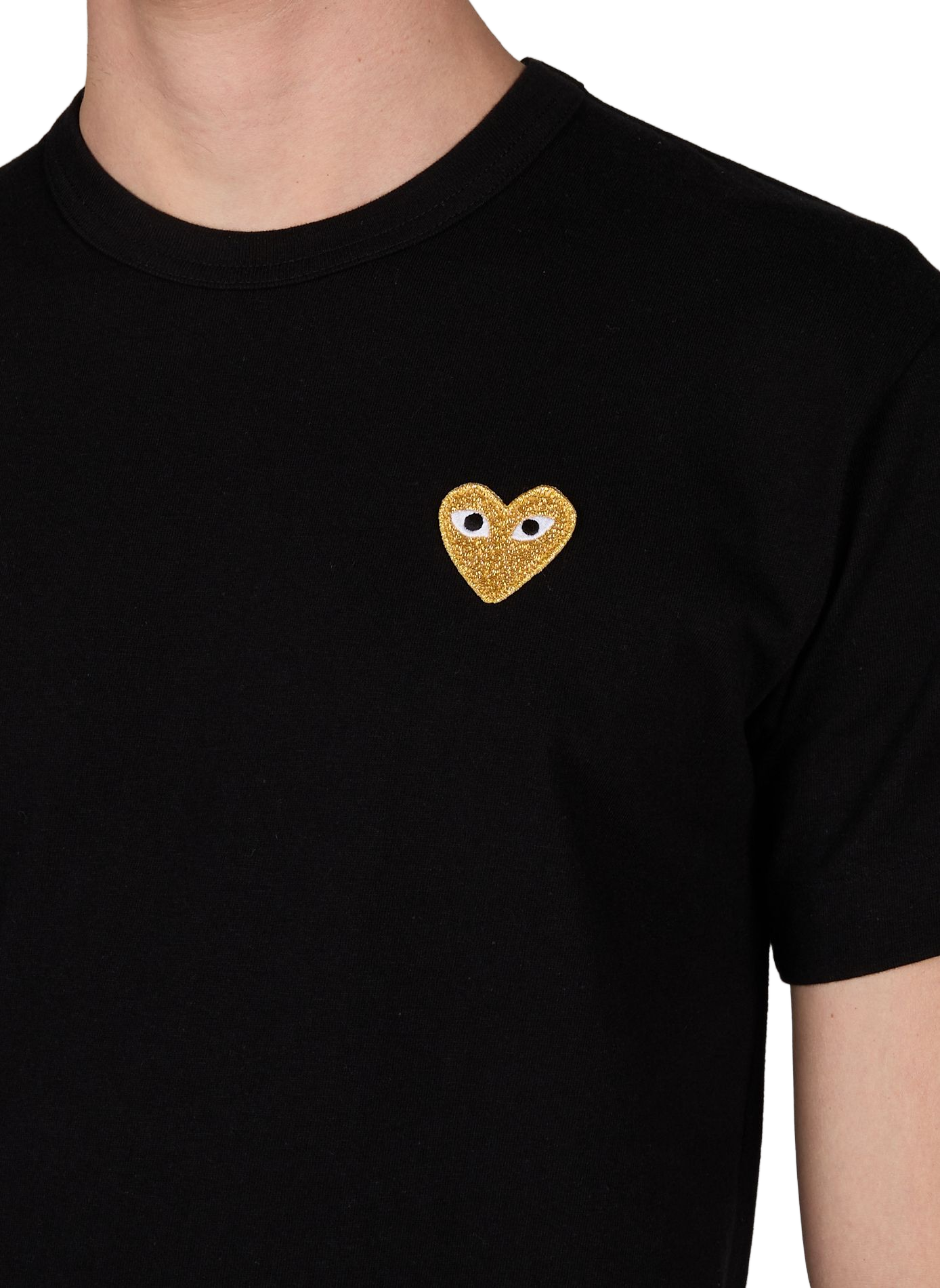 T-shirt met rechte pasvorm en hartpatch van katoen COMME DES GARCONS PLAY Zwart