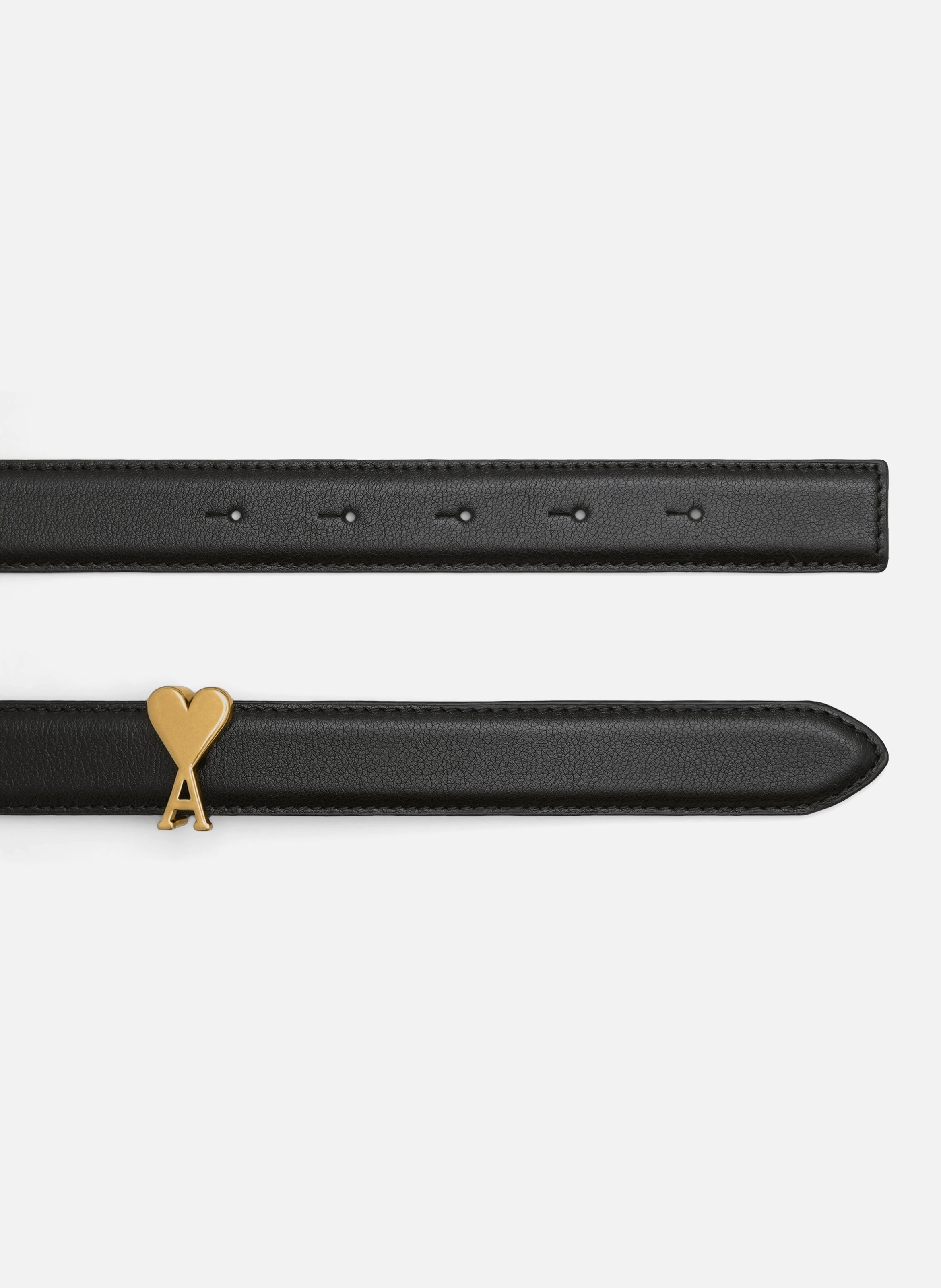 Ceinture 25mm unisexe en cuir de vachette boucle ami de coeur AMI PARIS Noir