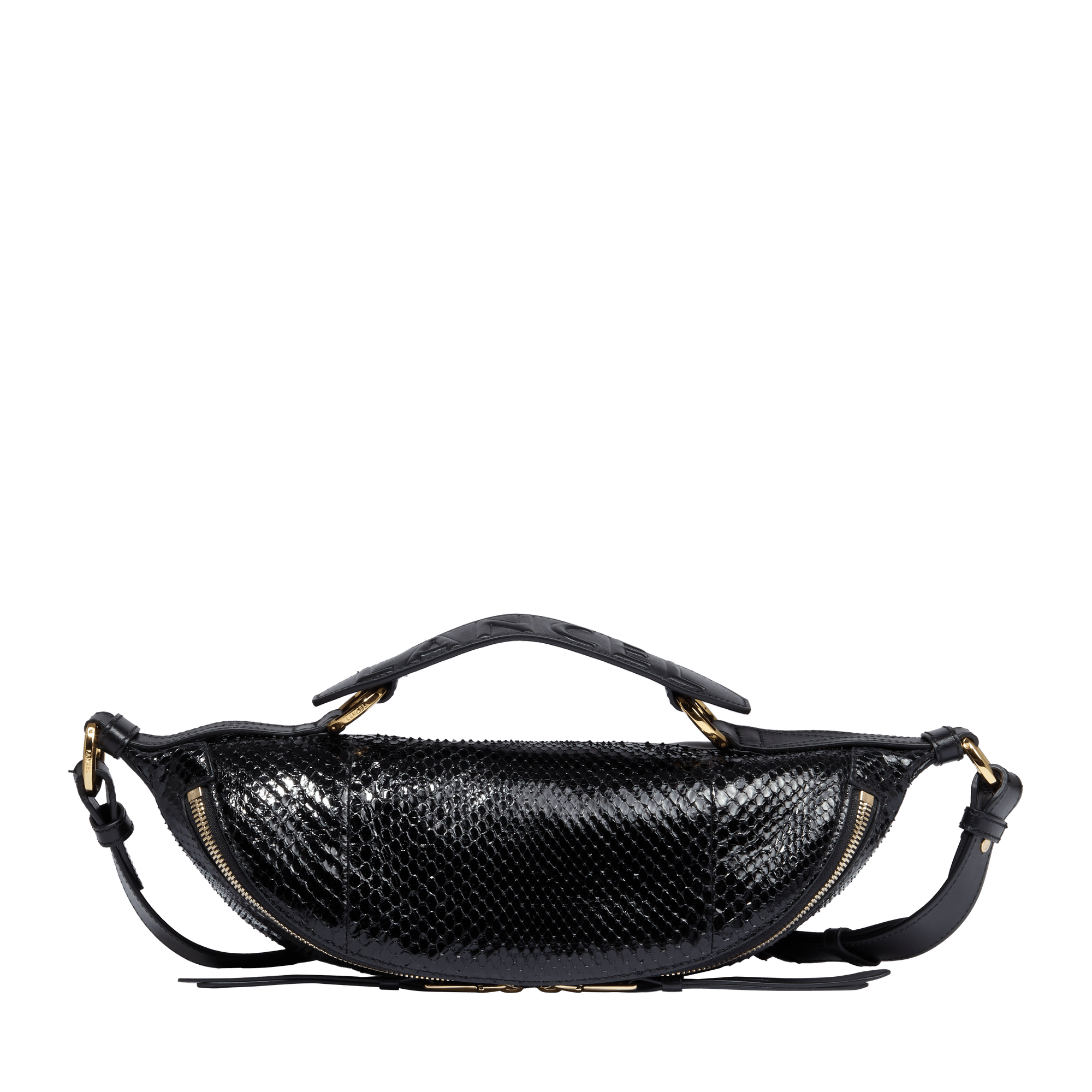 Sac origami porté croisé noir en python et cuir de vachette LANCEL Noir