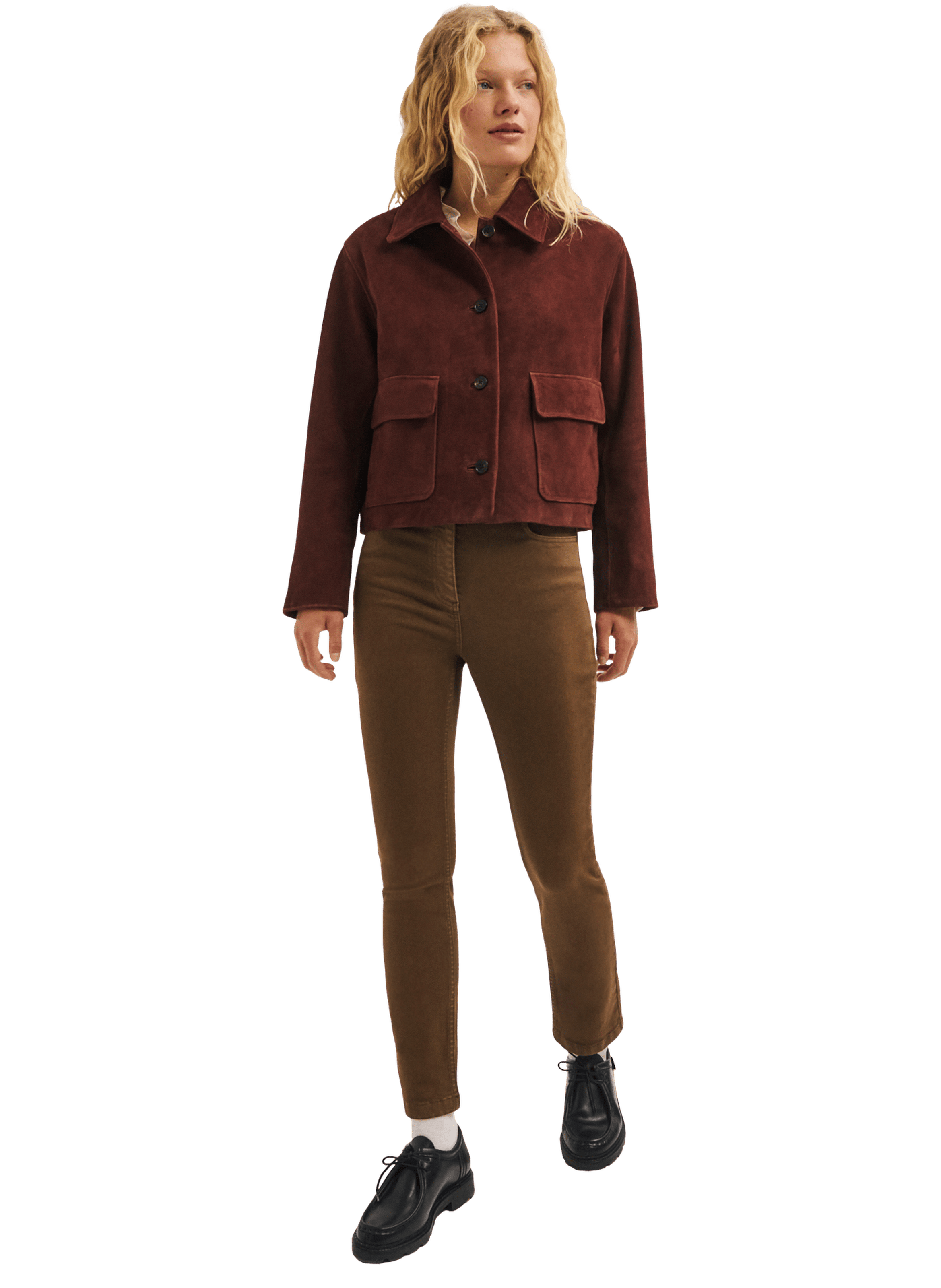 Veste courte en cuir velours - pilar PABLO Rouge