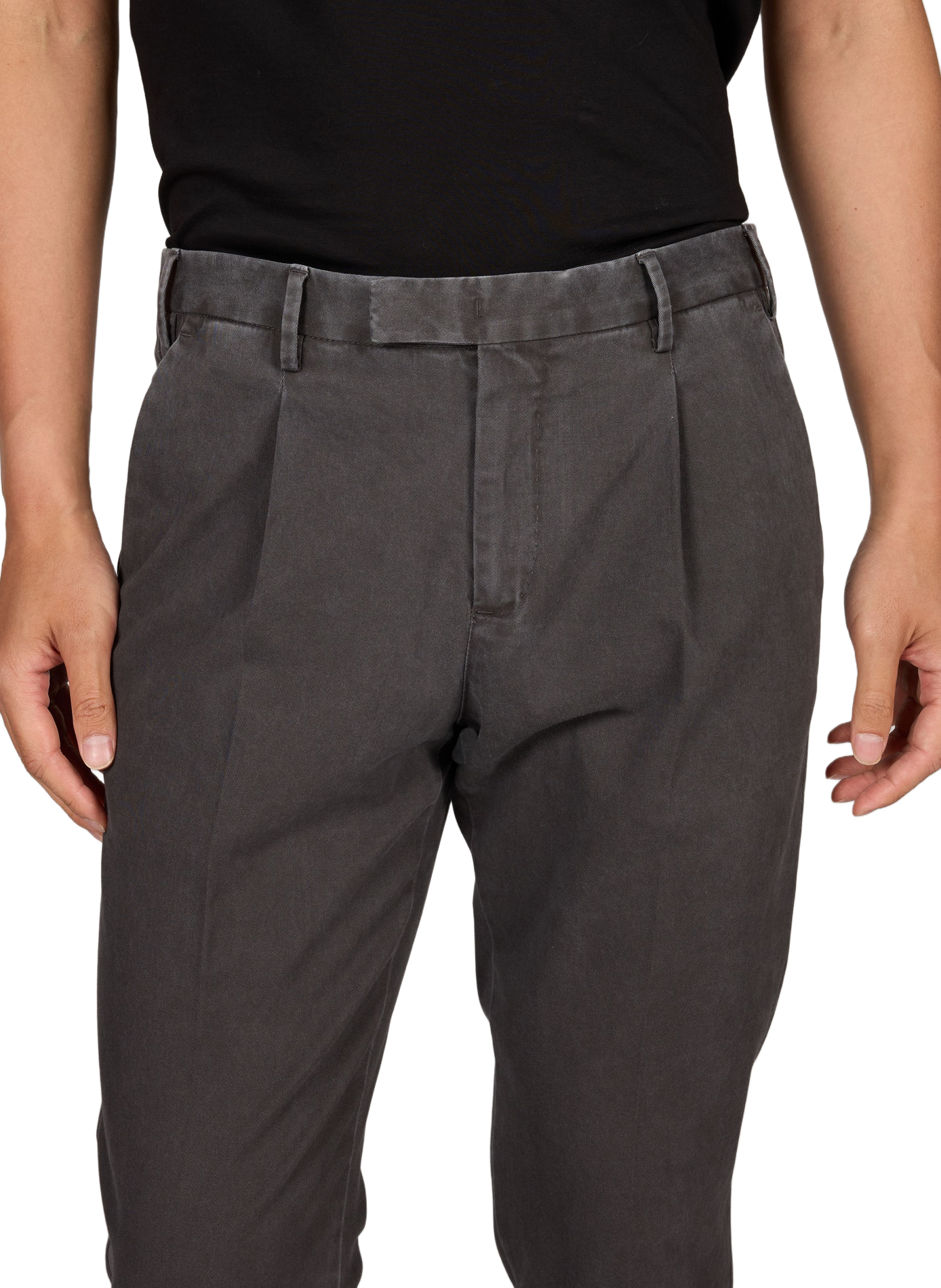 Schmale Hose mit Falten aus Baumwolle PT01 Grau
