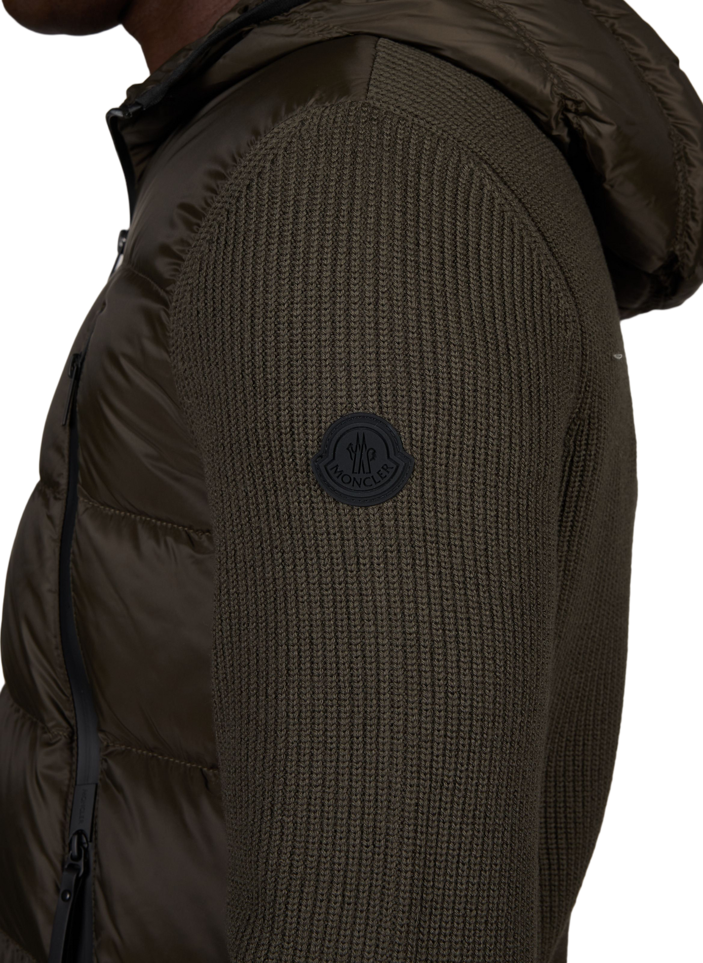 Quilted bi-material cardigan coat MONCLER Green