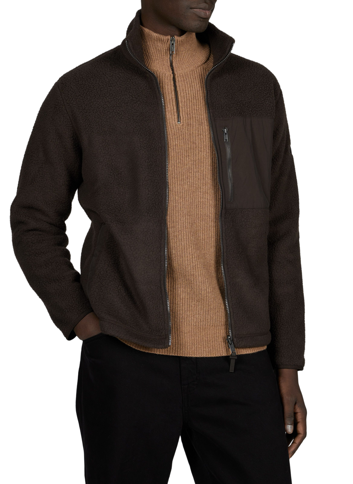 Veste polaire droite col montant  AIGLE Marron
