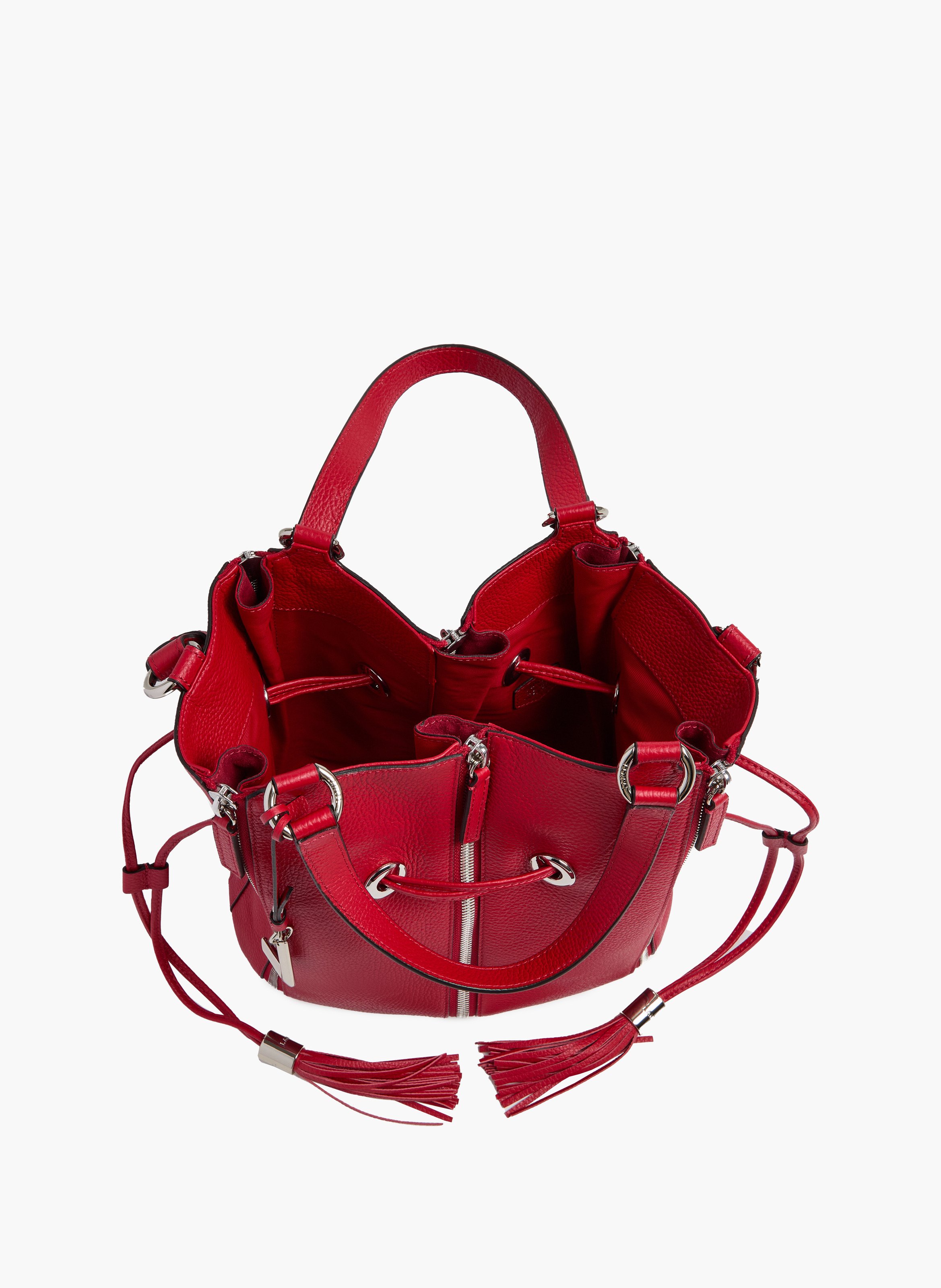Sac seau premier flirt de lancel en animation 150y multizip : cuirs de vachette graine & suede LANCEL Rouge