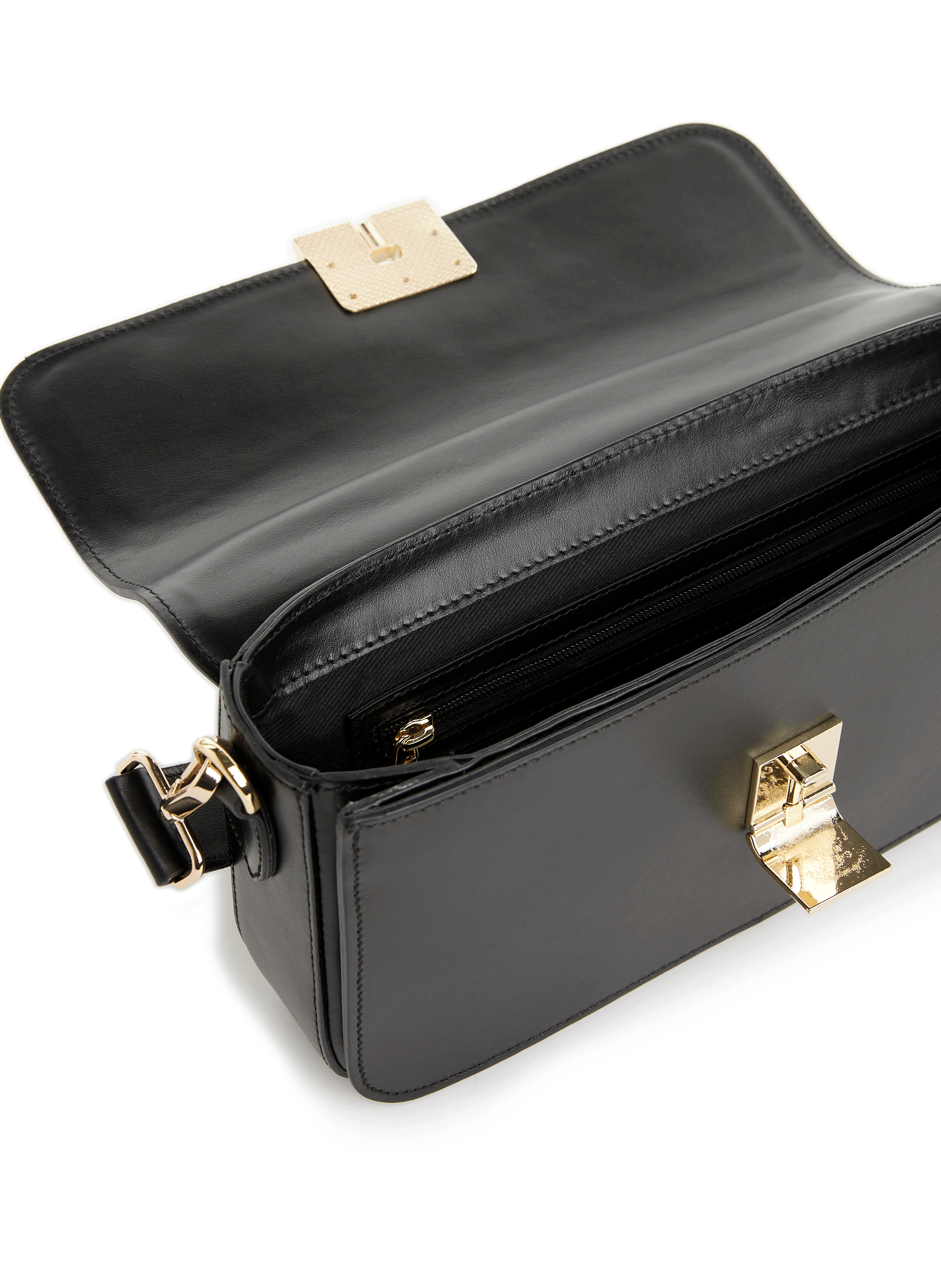 Leather baguette bag SAISON 1865 Black