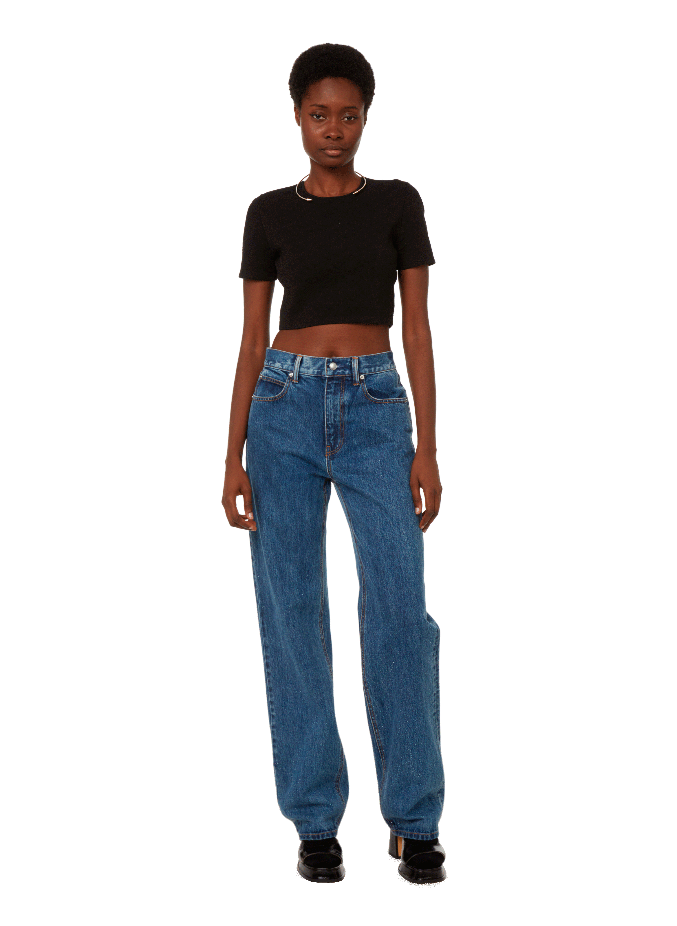 Jacquard short T-shirt ALEXANDER WANG Black