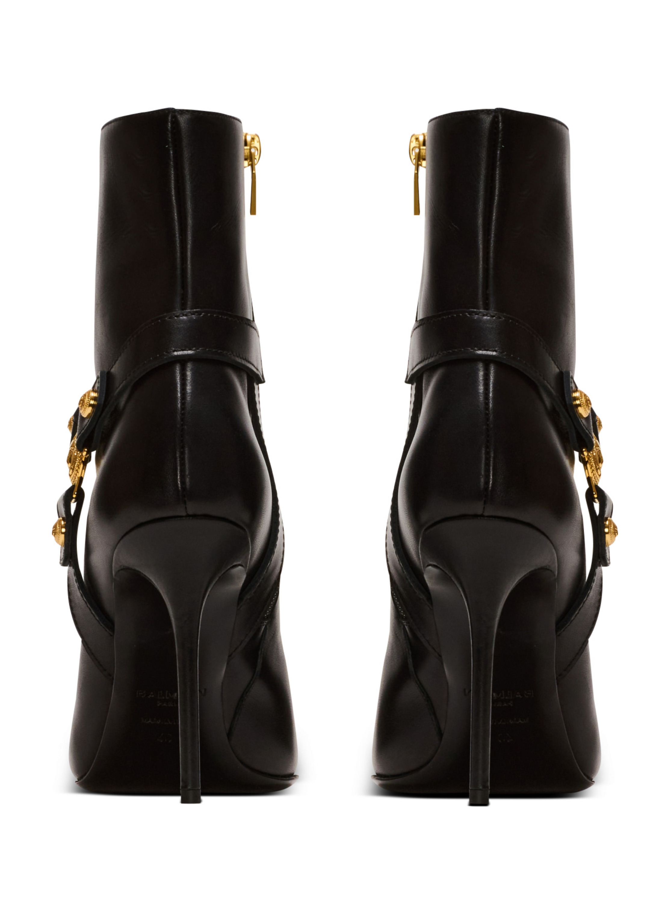 Bottines eva à talons en cuir de veau BALMAIN Noir
