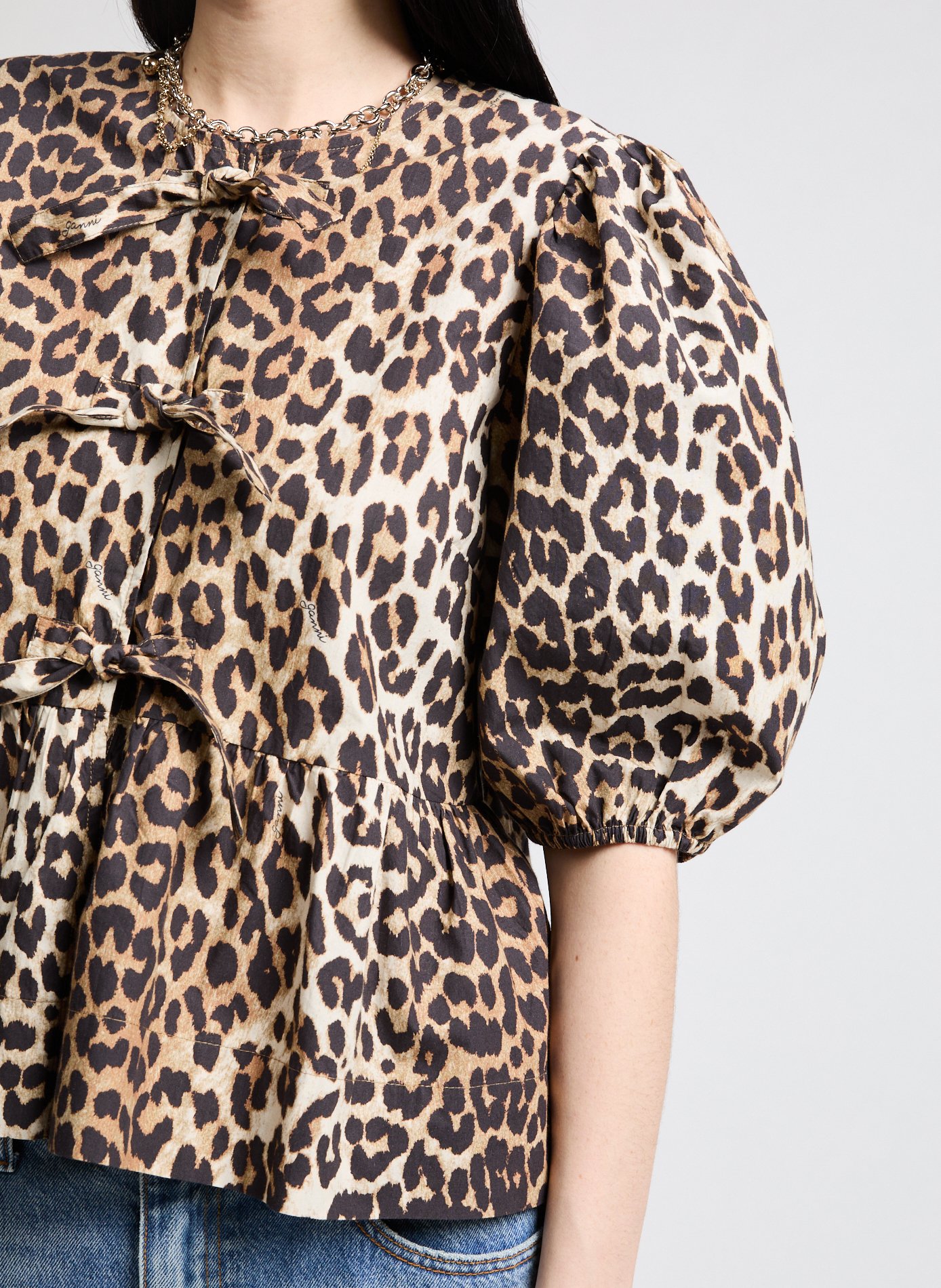 Leopard print top GANNI Multicolour