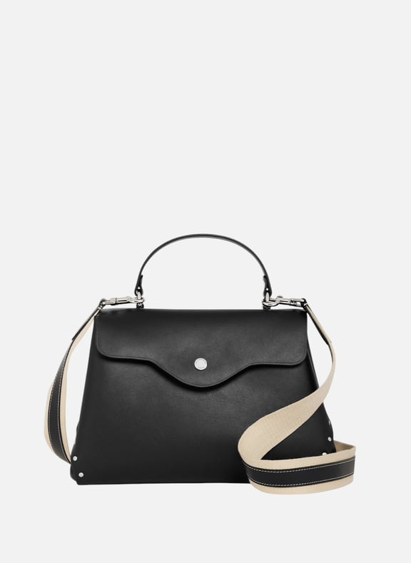 Sac à main moyen modèle sans couture en cuir lisse Noir by LE TANNEUR LE TANNEUR Sac à main moyen modèle sans couture en cuir lisse Noir