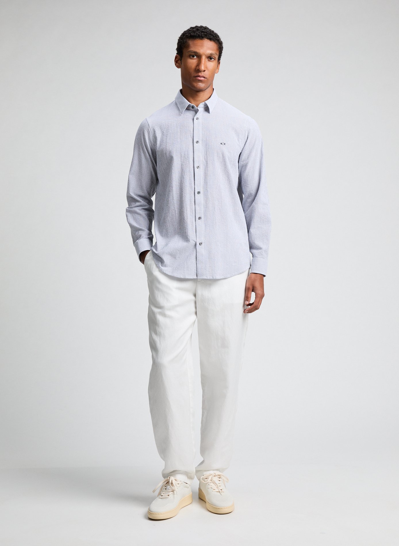 Textured regular shirt White