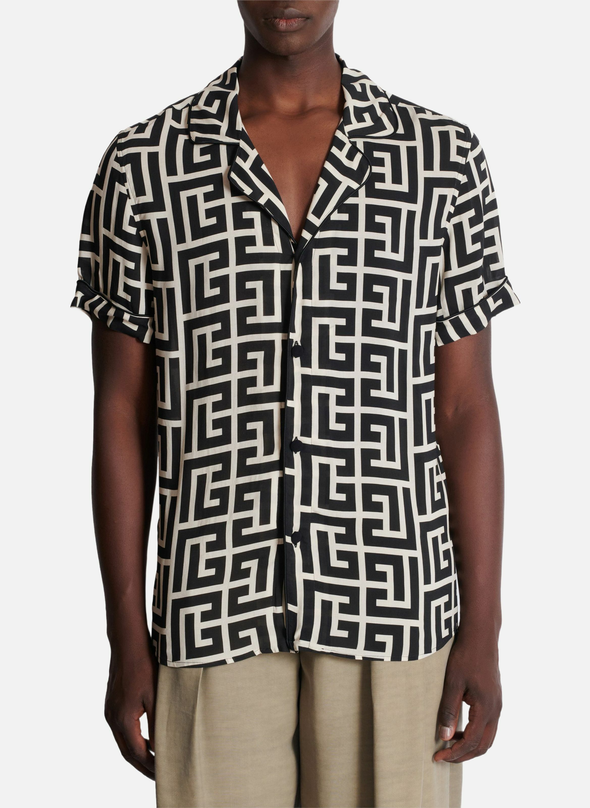 Chemisette imprimé monogramme BALMAIN Noir