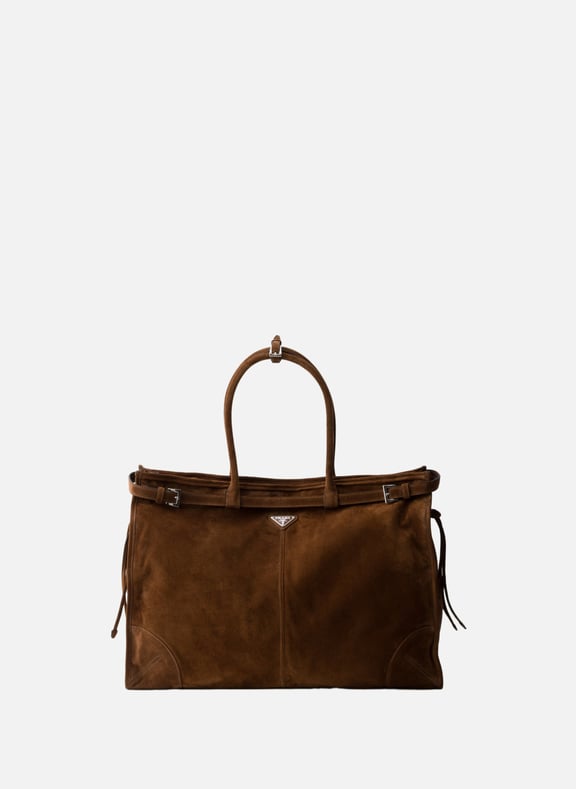 Cabas prada bonnie en suède Marron by PRADA PRADA Cabas prada bonnie en suède Marron
