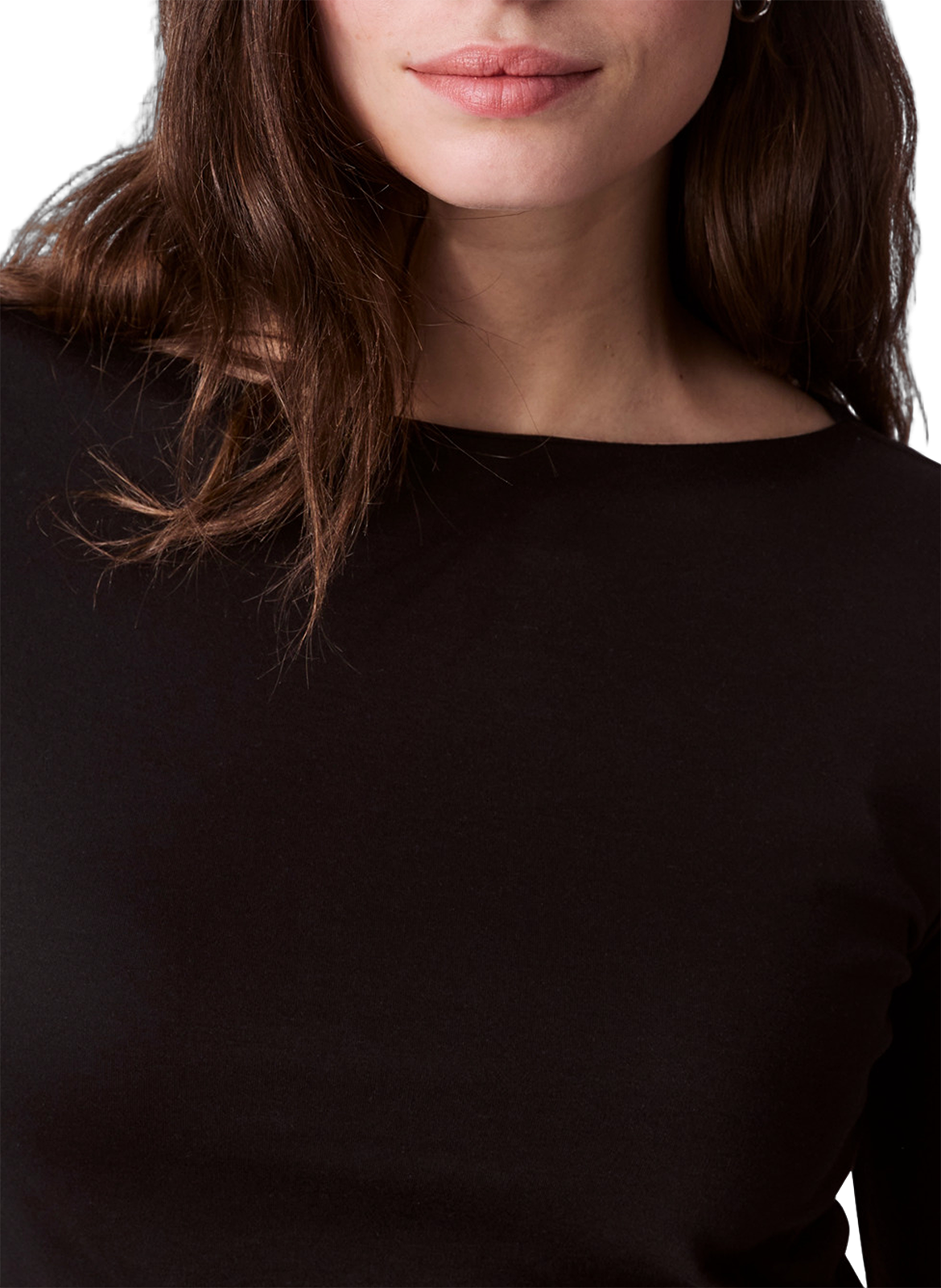 T-shirt manches 3/4 à col bateau en coton CALVIN KLEIN Noir