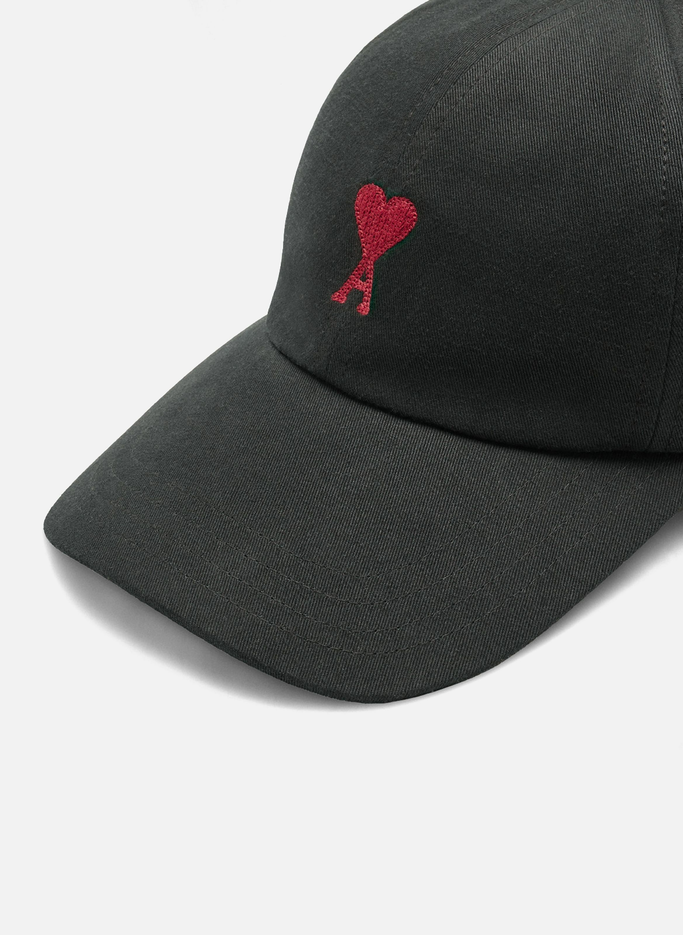 Casquette broderie ami de coeur rouge unisexe AMI PARIS Noir