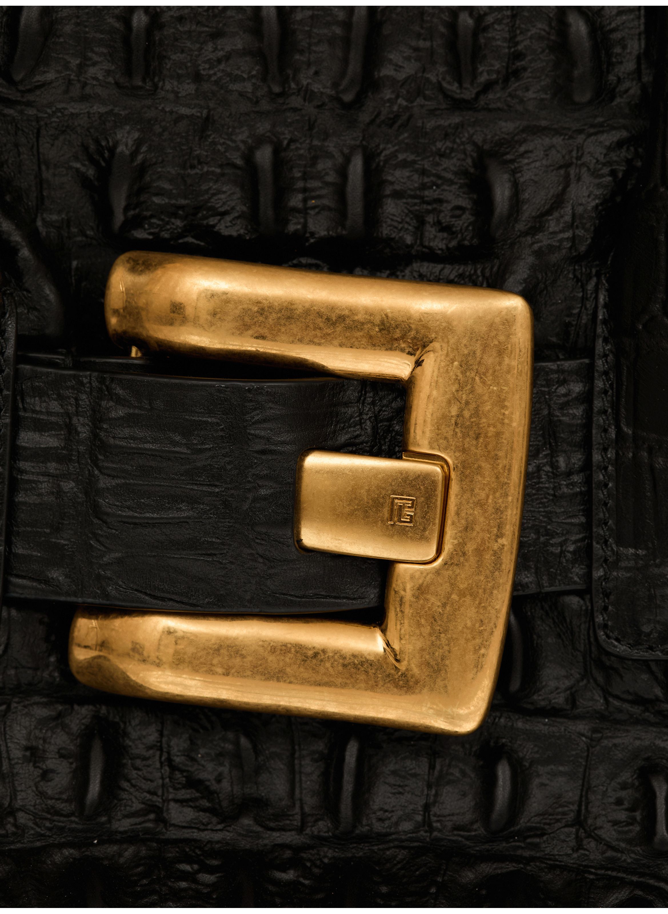 Sac anthem xl en cuir de veau embossé effet croco BALMAIN Noir