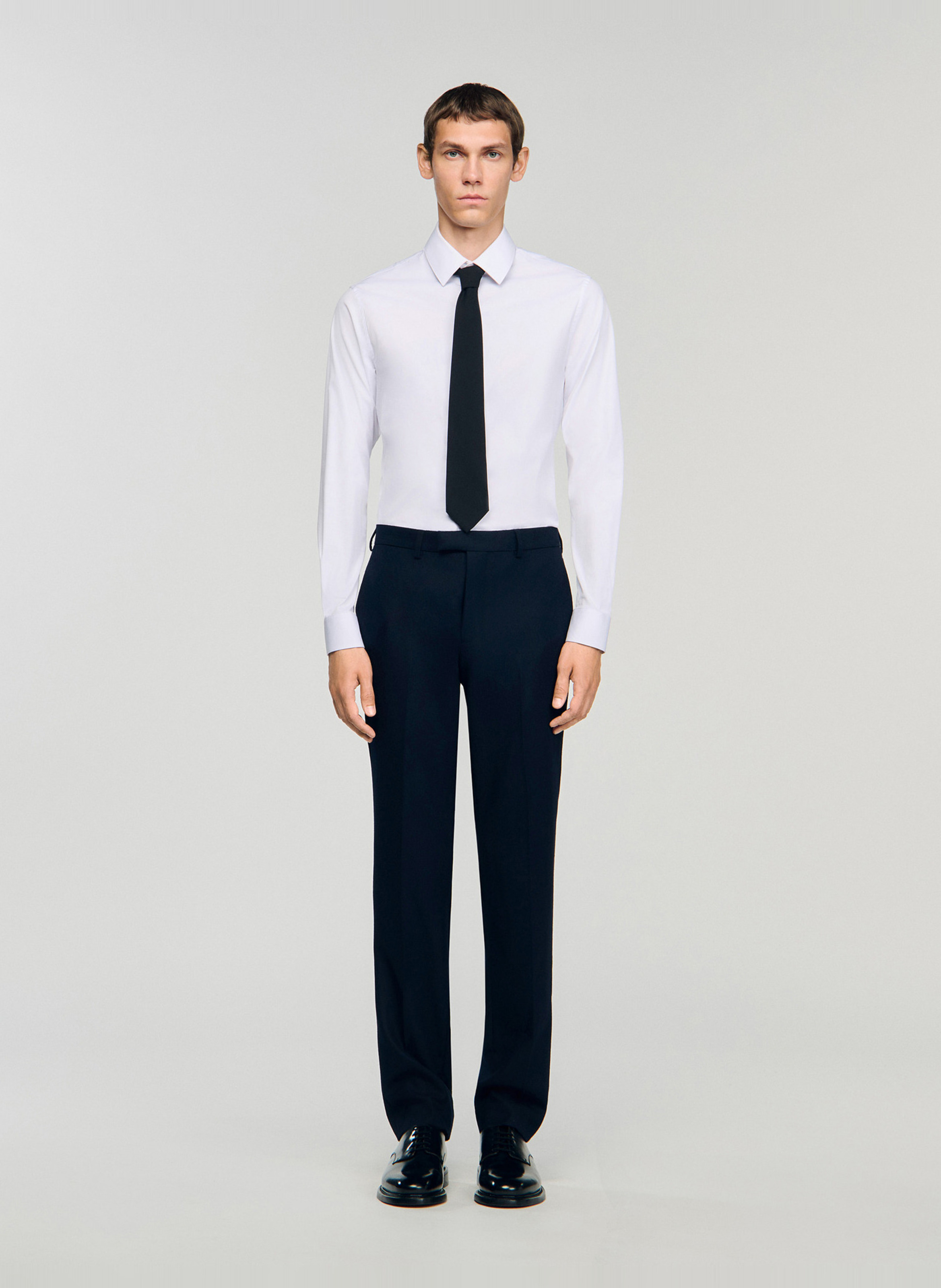 Pantalon à pinces en laine SANDRO Bleu