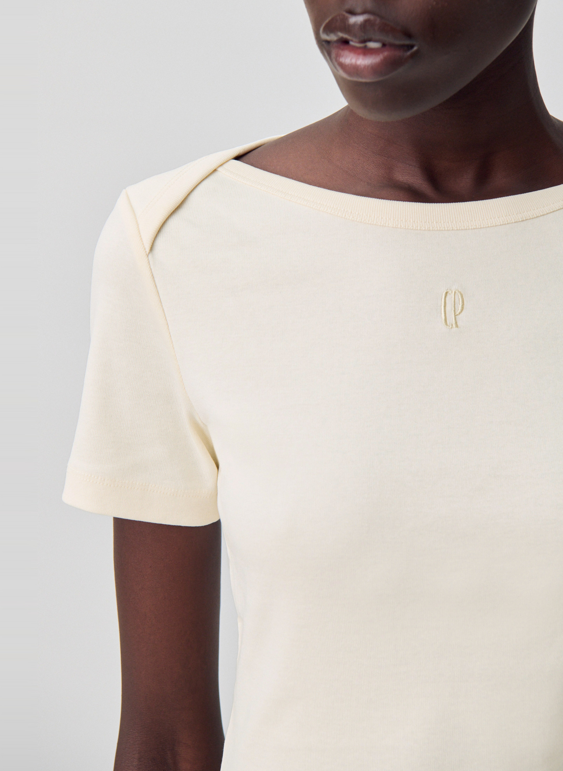 Tee-shirt moulant col bateau tamea CLAUDIE PIERLOT Beige