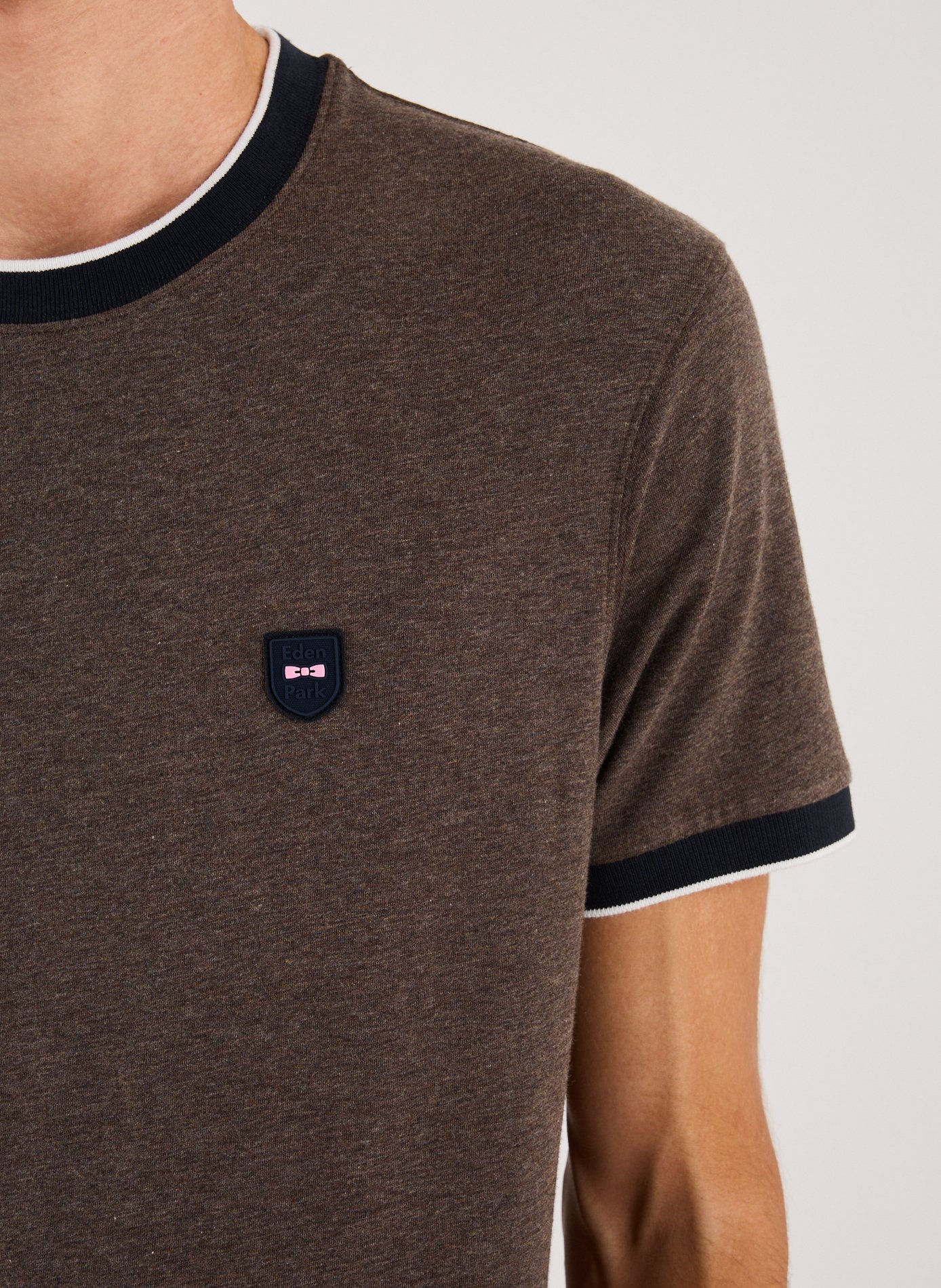 T-shirt uni en coton mélangé EDEN PARK Marron
