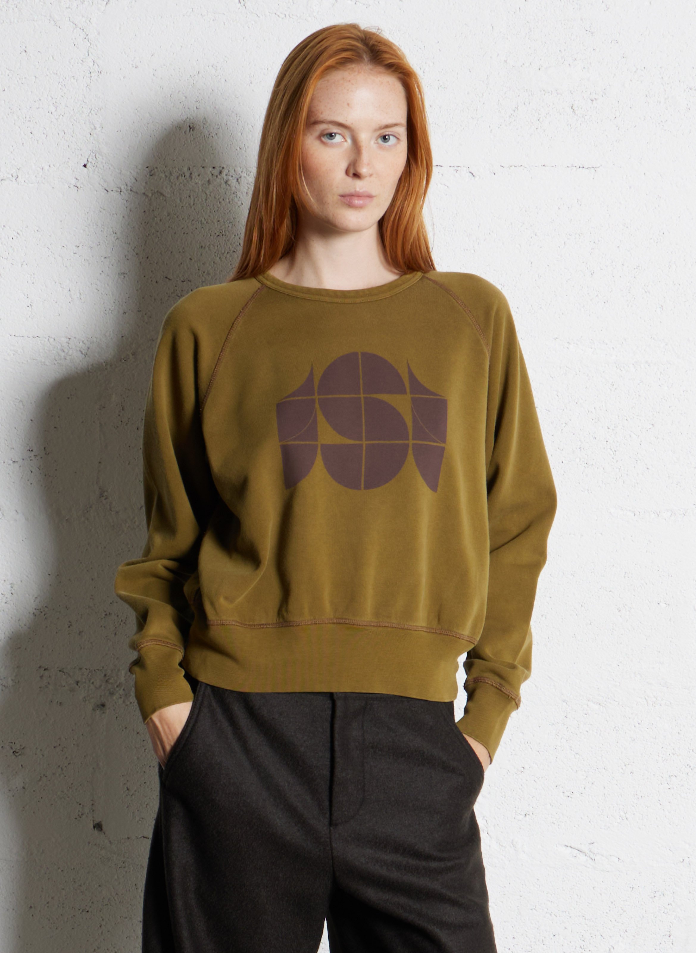 Sweat droit imprimé en coton apollo SOEUR Marron