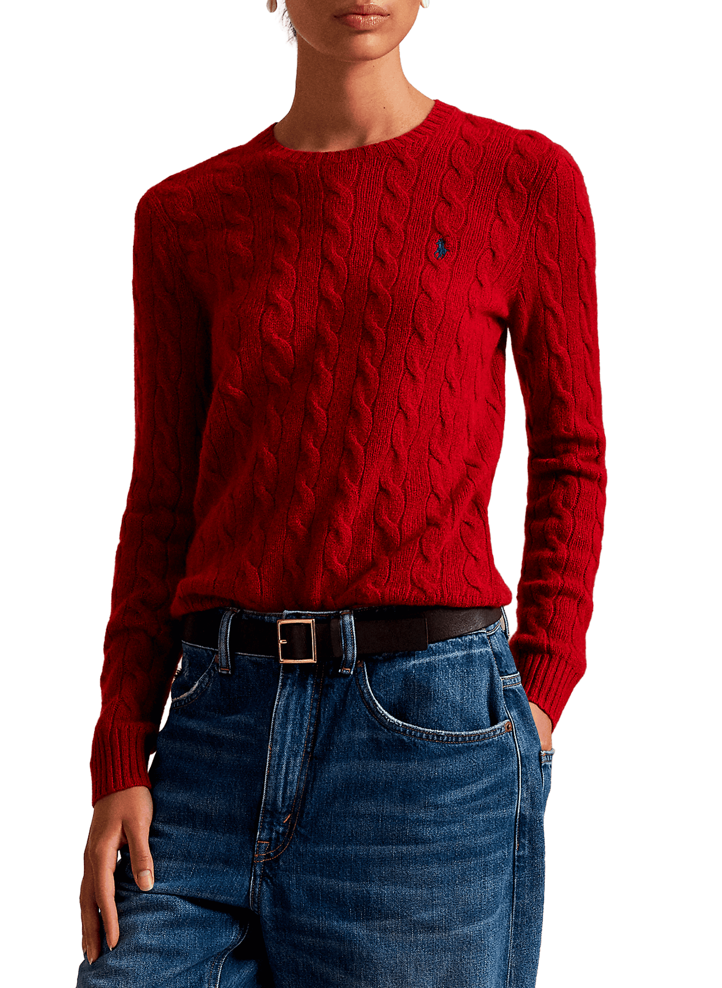 POLO RALPH LAUREN Pull col rond en laine et cachemire Rouge