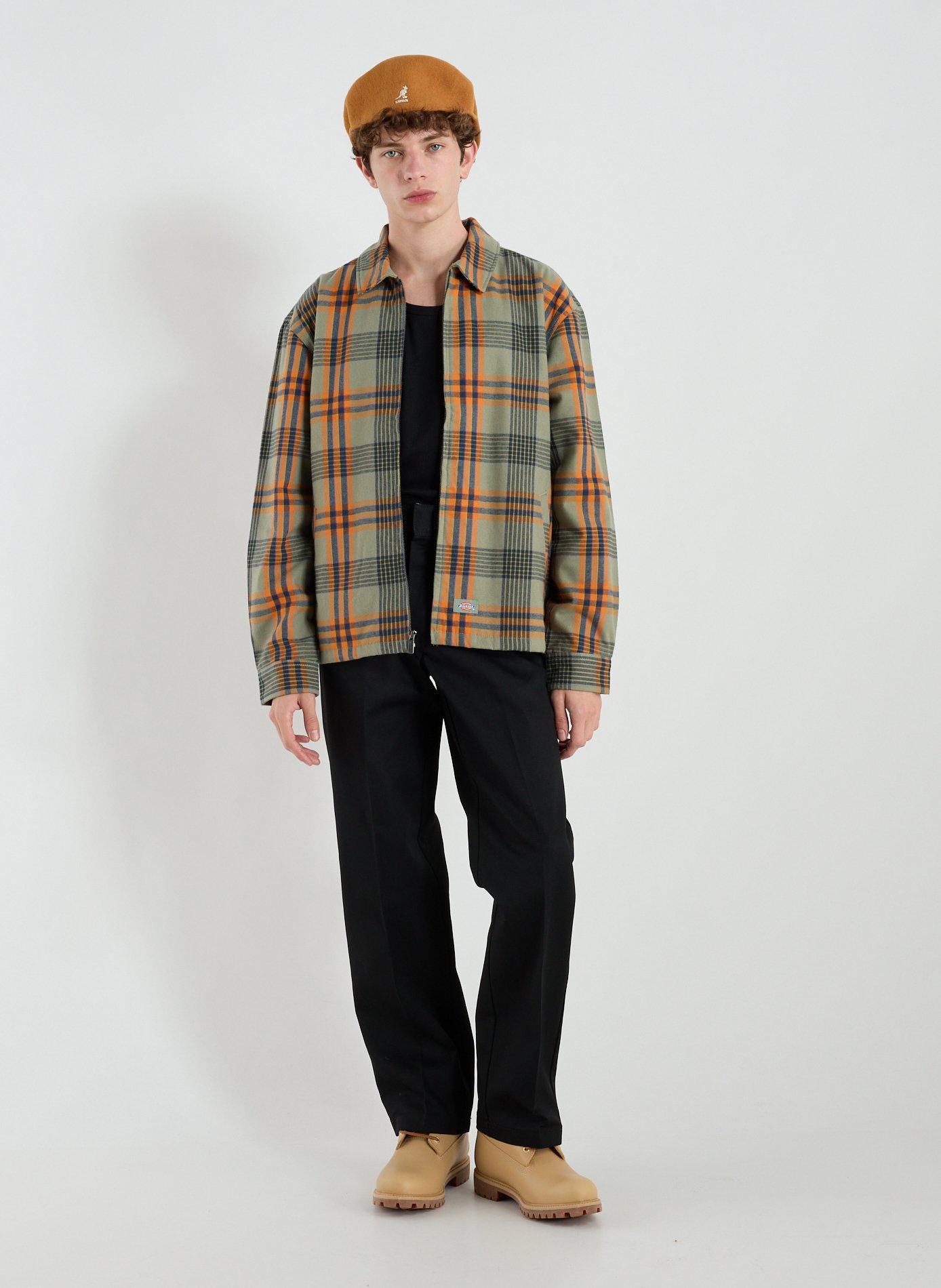 Jacket with classic collar in blended cotton DICKIES Green