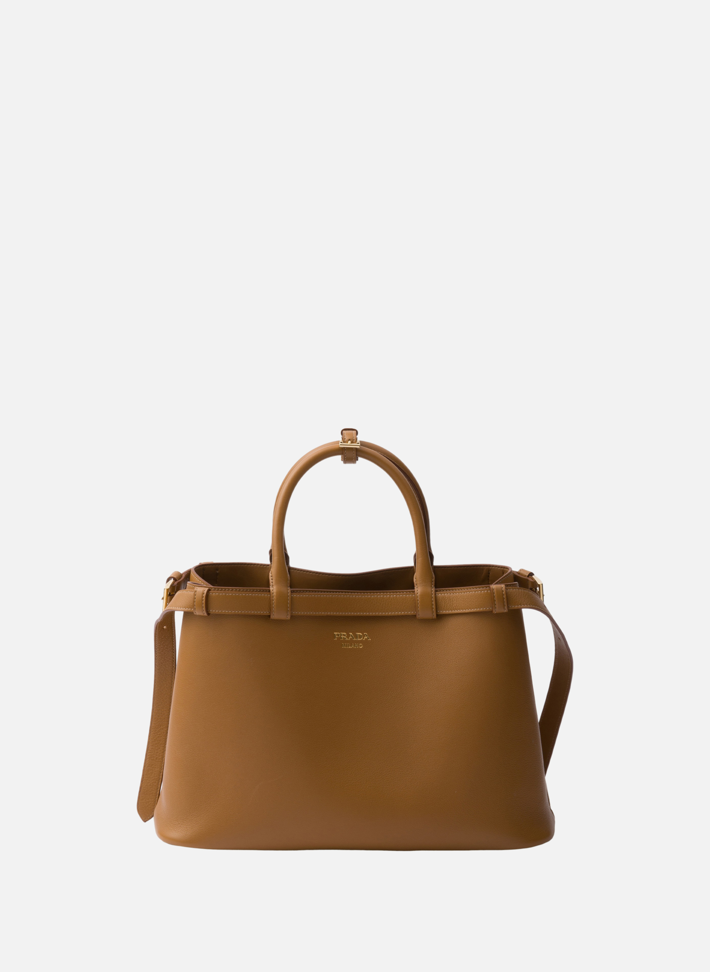 Sac prada buckle en cuir avec double ceinture PRADA Marron