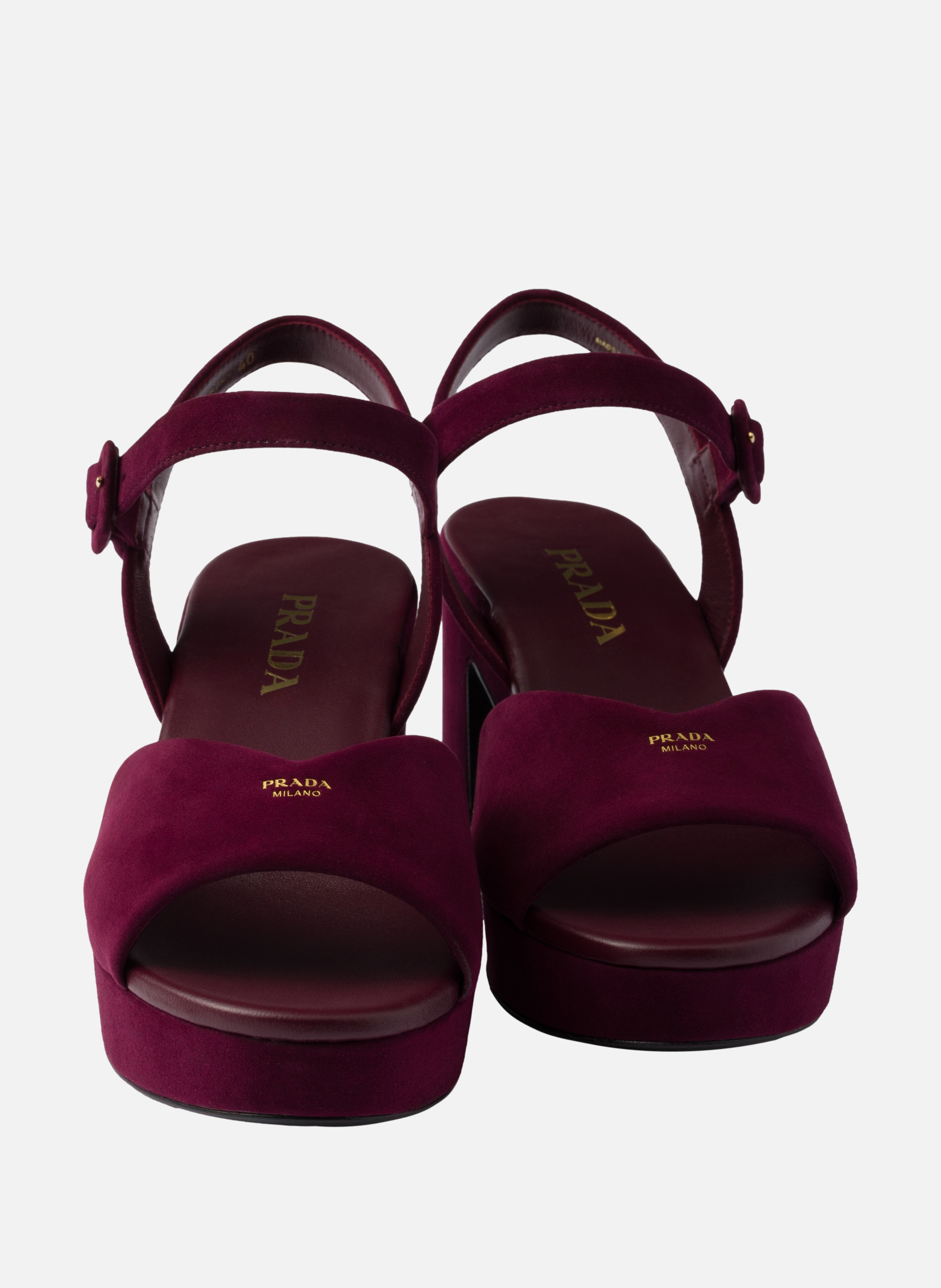 Sandales en veau velours matelassé PRADA Rouge