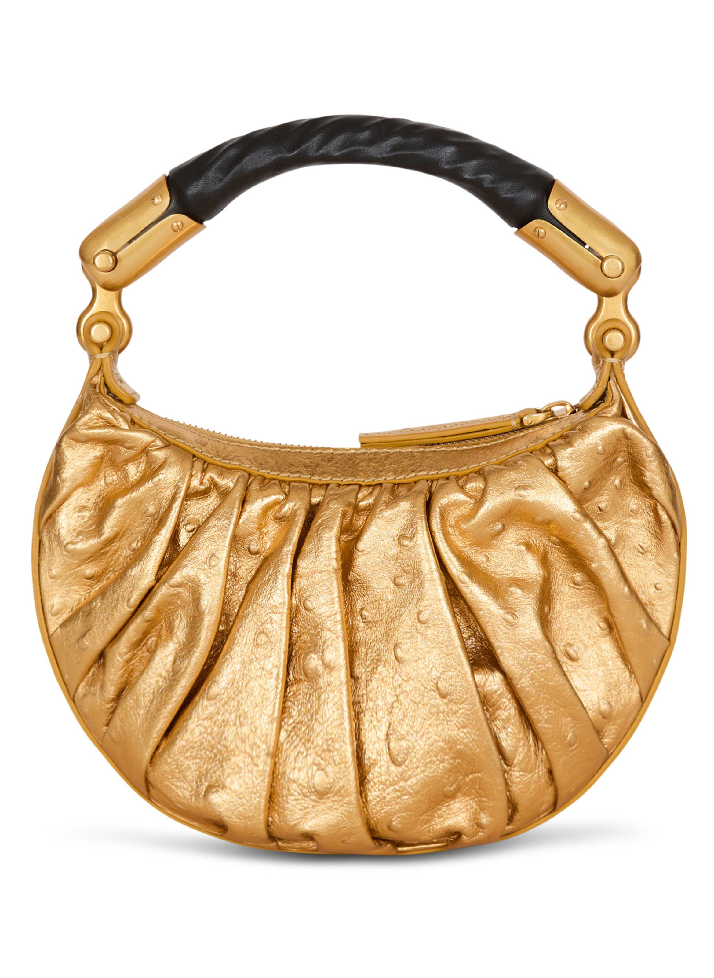 Sac ebene mini en cuir lamé BALMAIN Doré