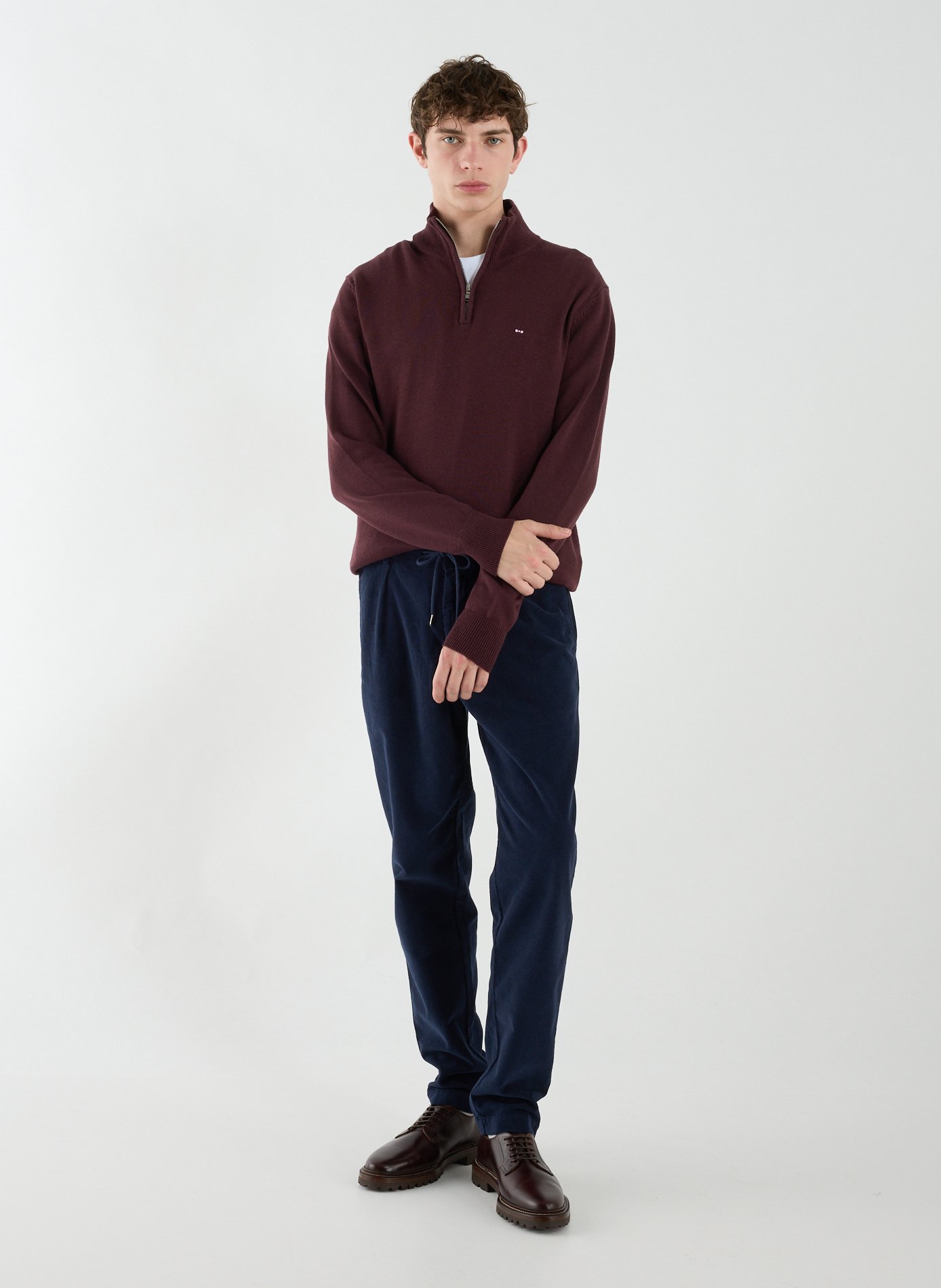 Wool and cotton zip-up sweater EDEN PARK Red