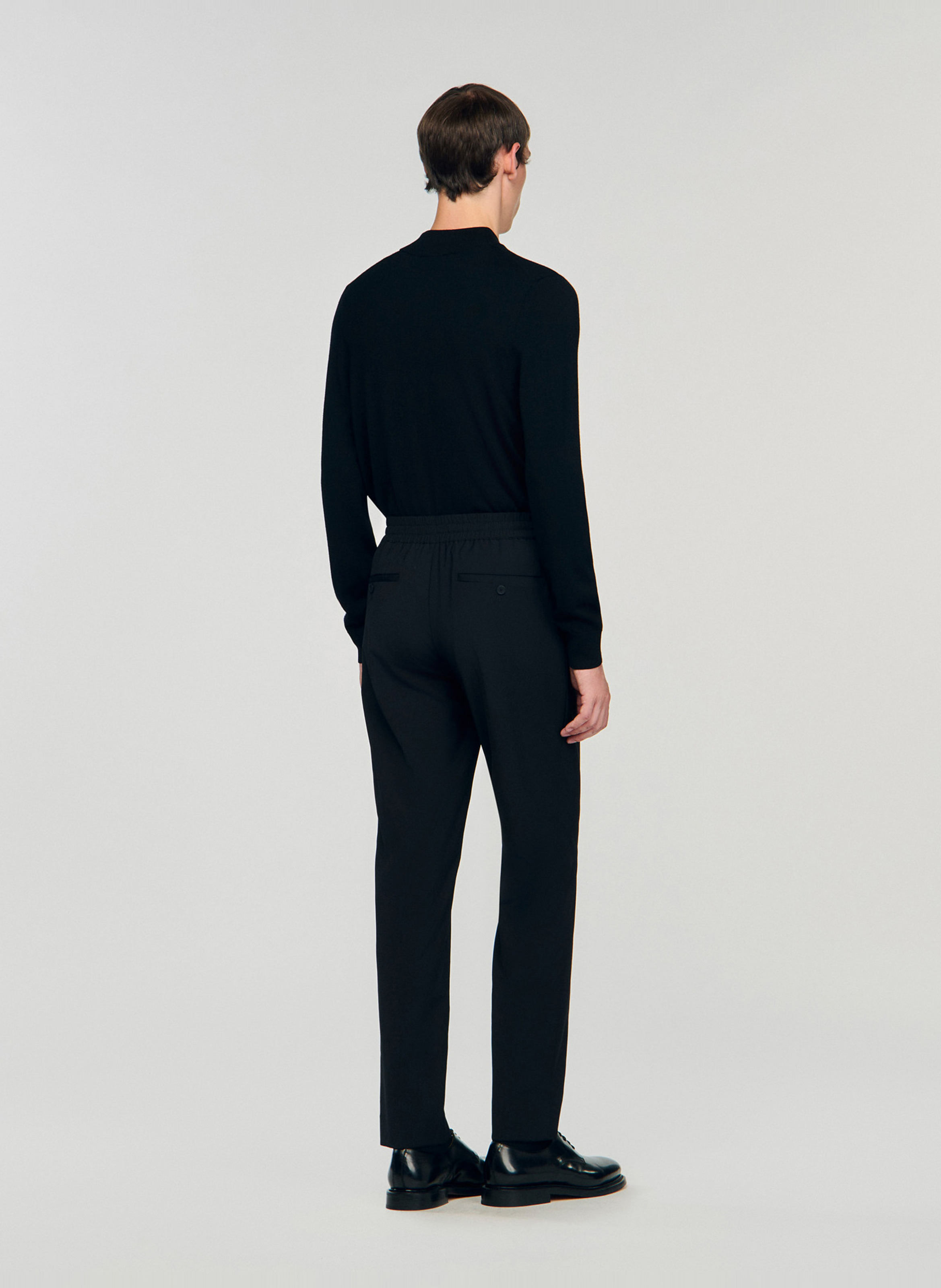 Pantalon droit élastiqué SANDRO Noir